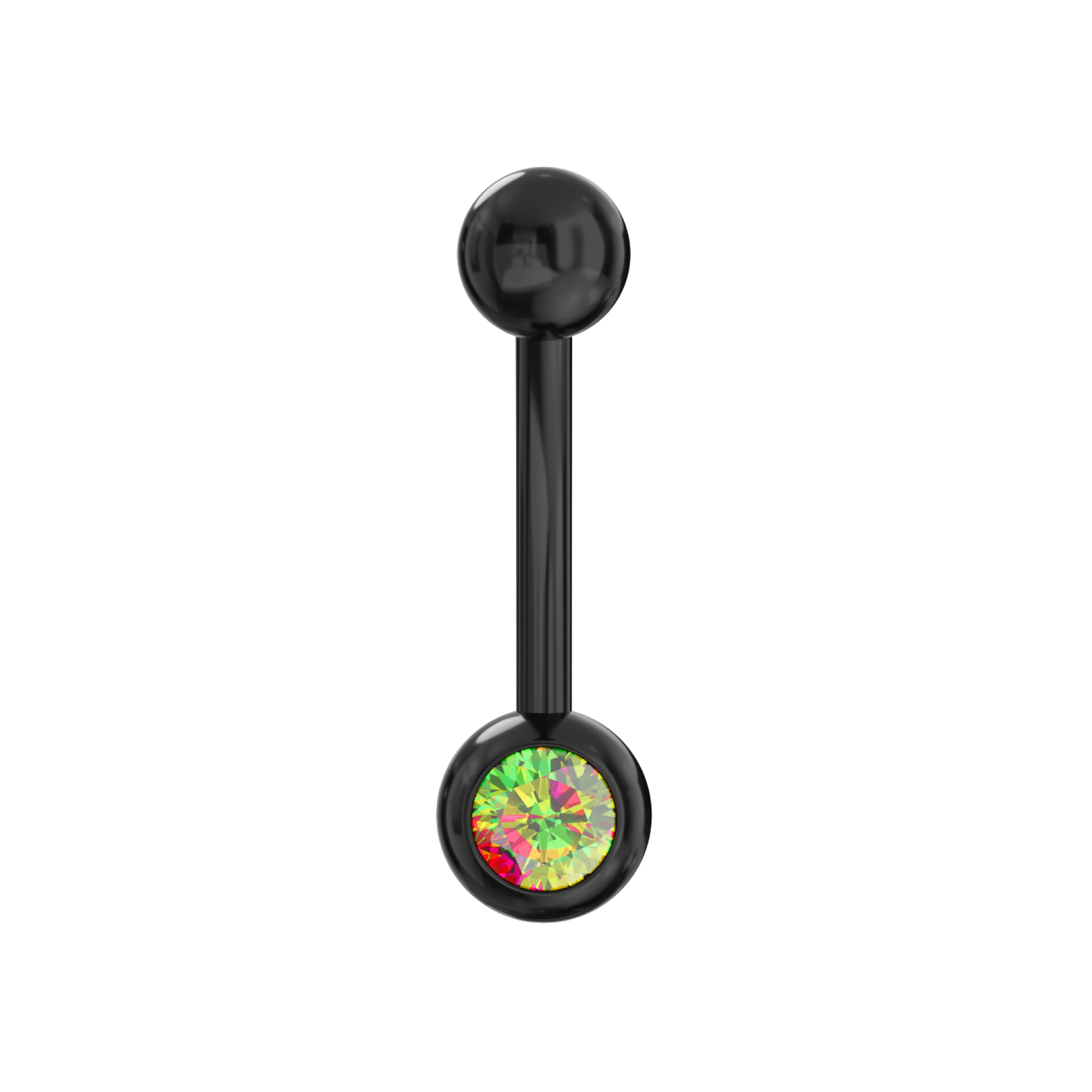 316L Surgical Steel Black Cubic Zirconia Studded Belly Ring - Monster Piercing