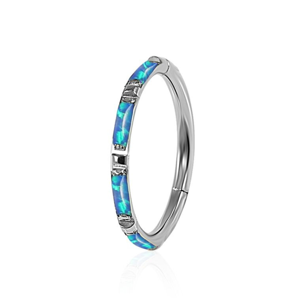 316L Surgical Steel Opal Studded Hinged Segment Clicker Ring - Monster Piercing