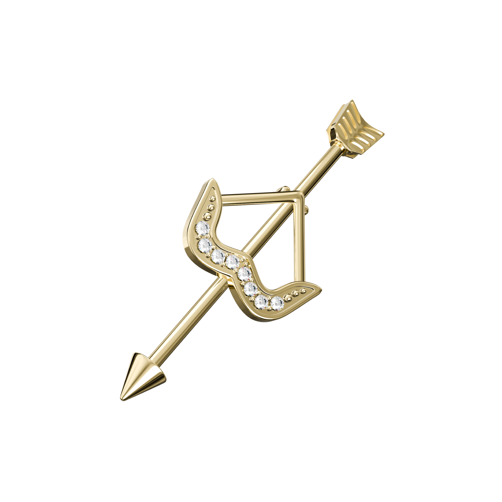 Anodised Arrow CZ Dazzling Bow Industrial Barbell - Monster Piercing