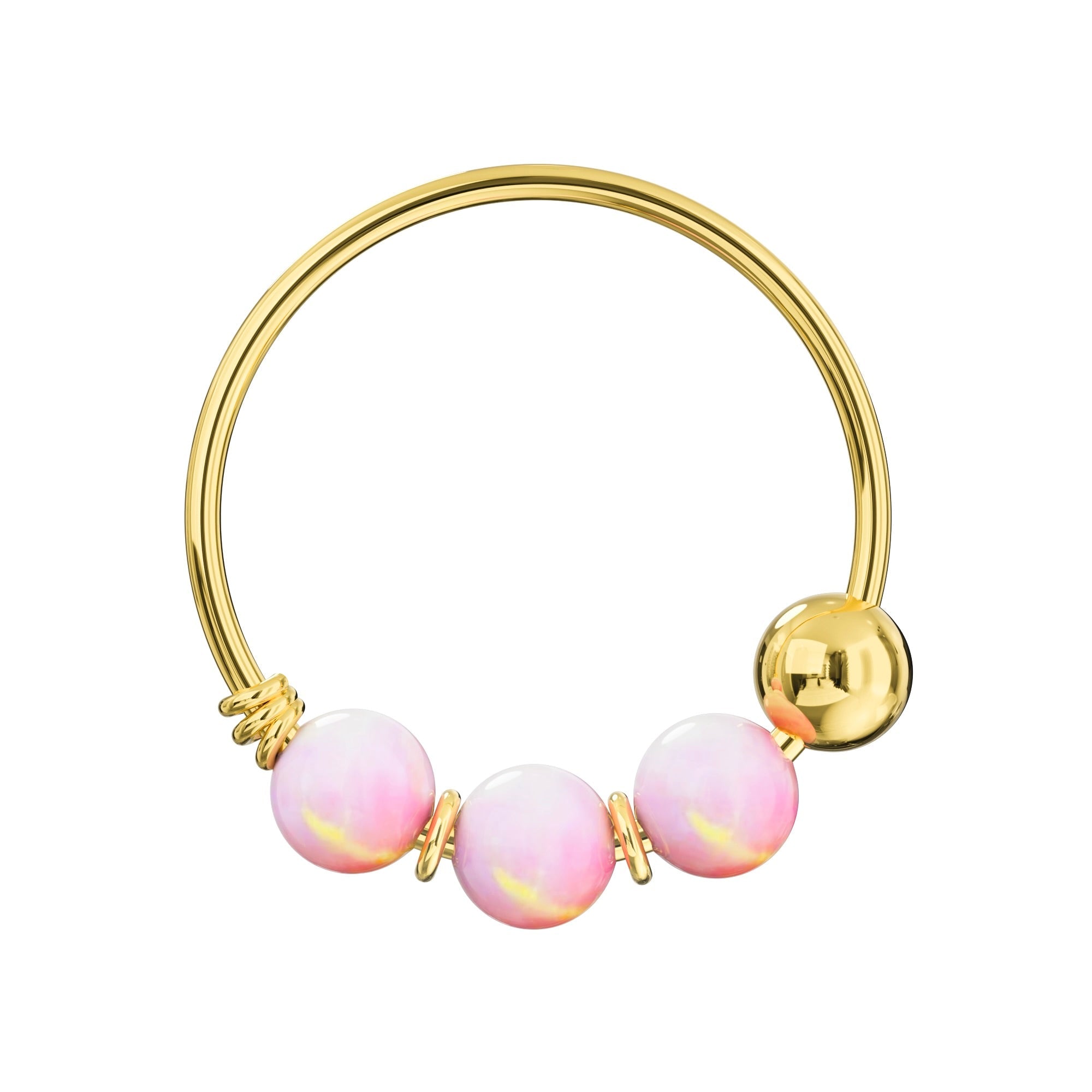 9K Gold Opal Hoop Nose Ring - Monster Piercing