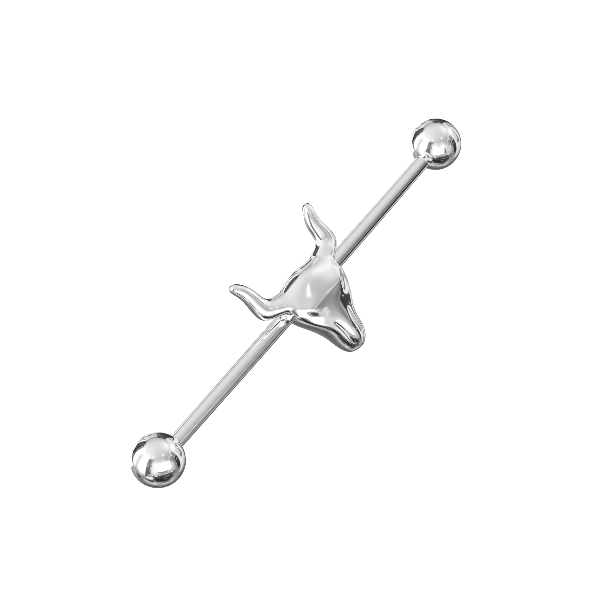 316L Surgical Steel Industrial Barbell With Bull Head - Monster Piercing