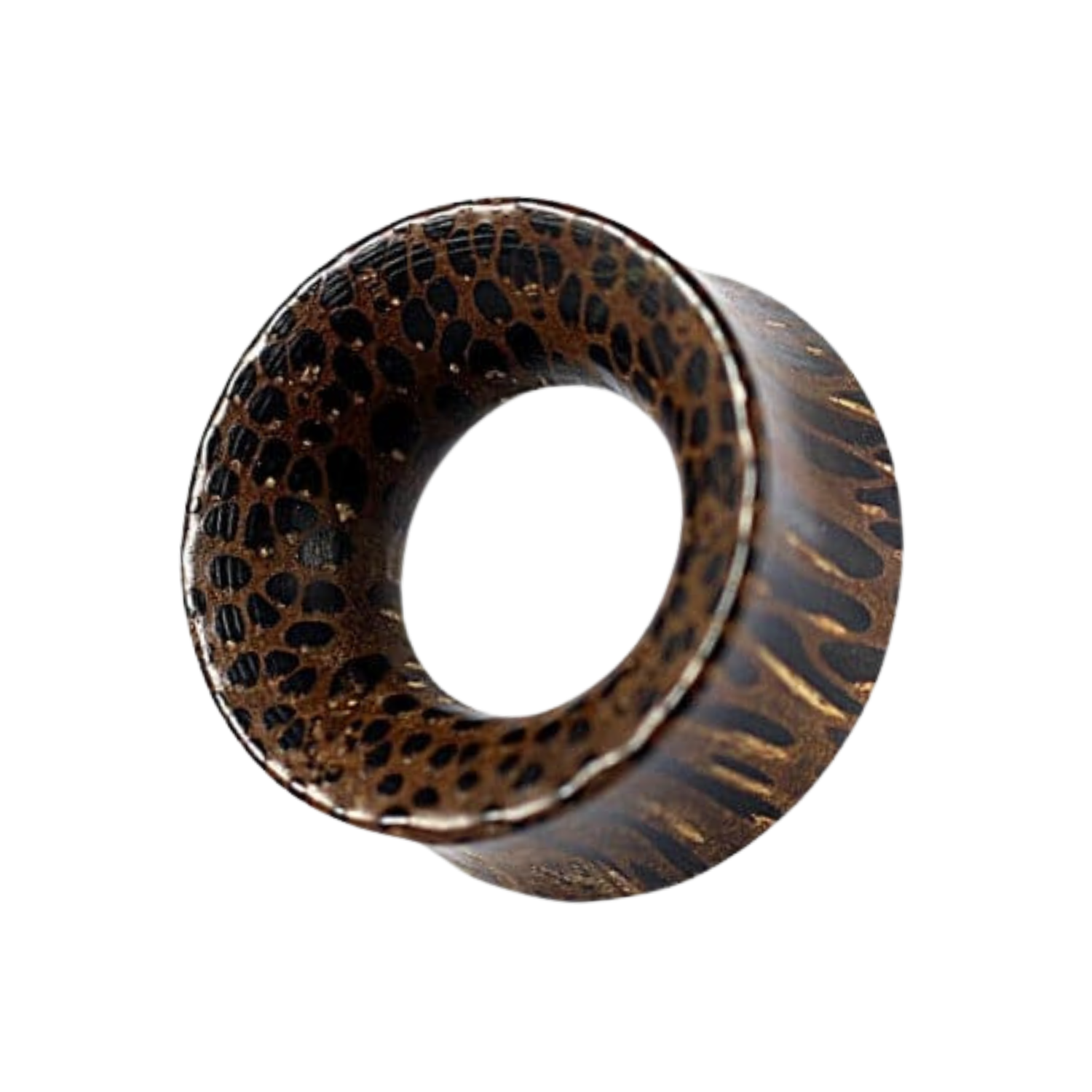 Double Flared Organic Dark Palm Wood Ear Tunnel - Monster Piercing