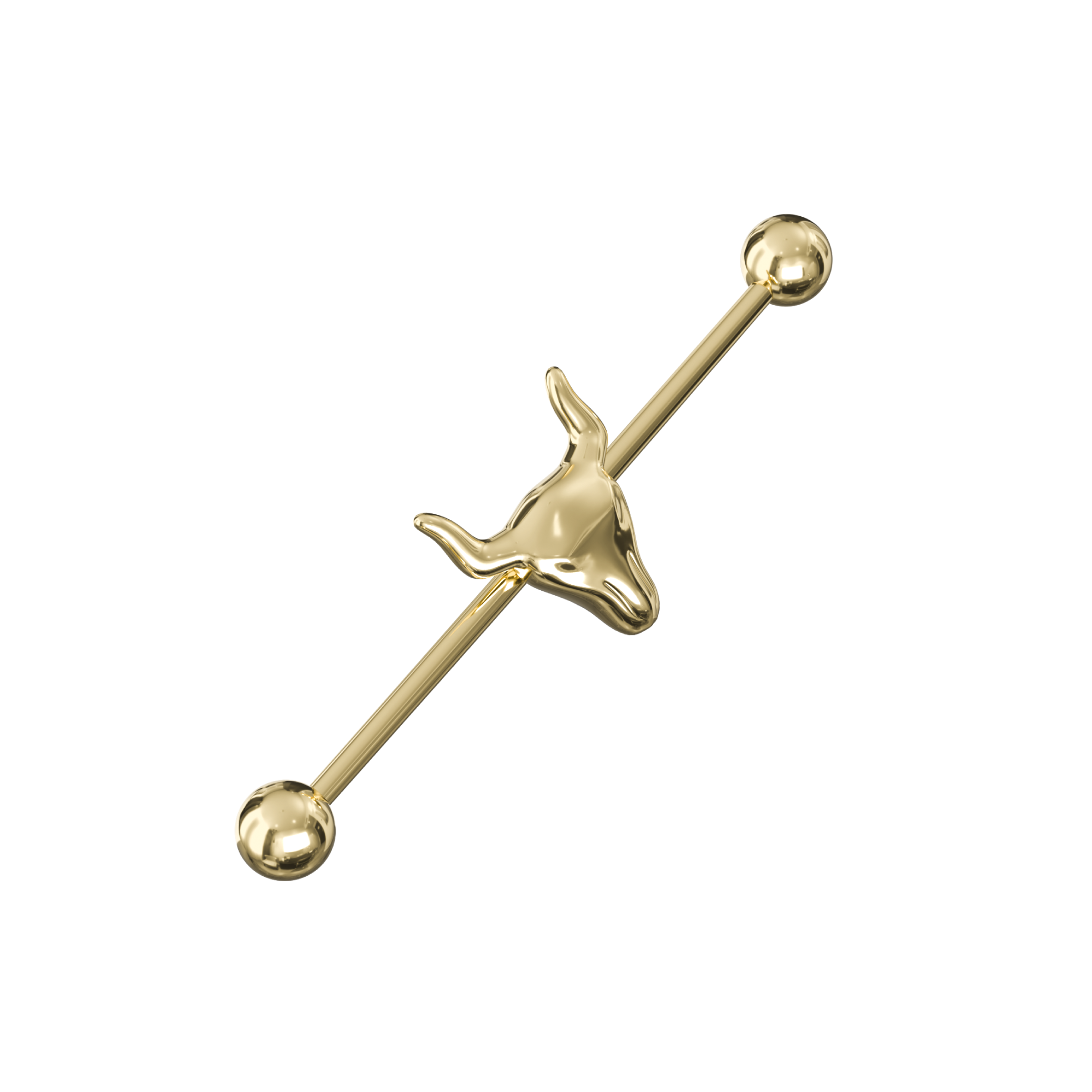 316L Surgical Steel Industrial Barbell With Bull Head - Monster Piercing