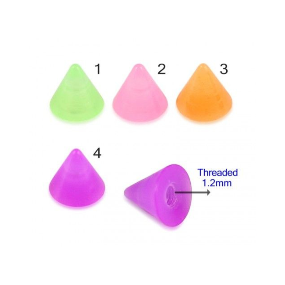 Steel Curved Bar with Pastel UV Cone (Pack of 10) - Monster Piercing