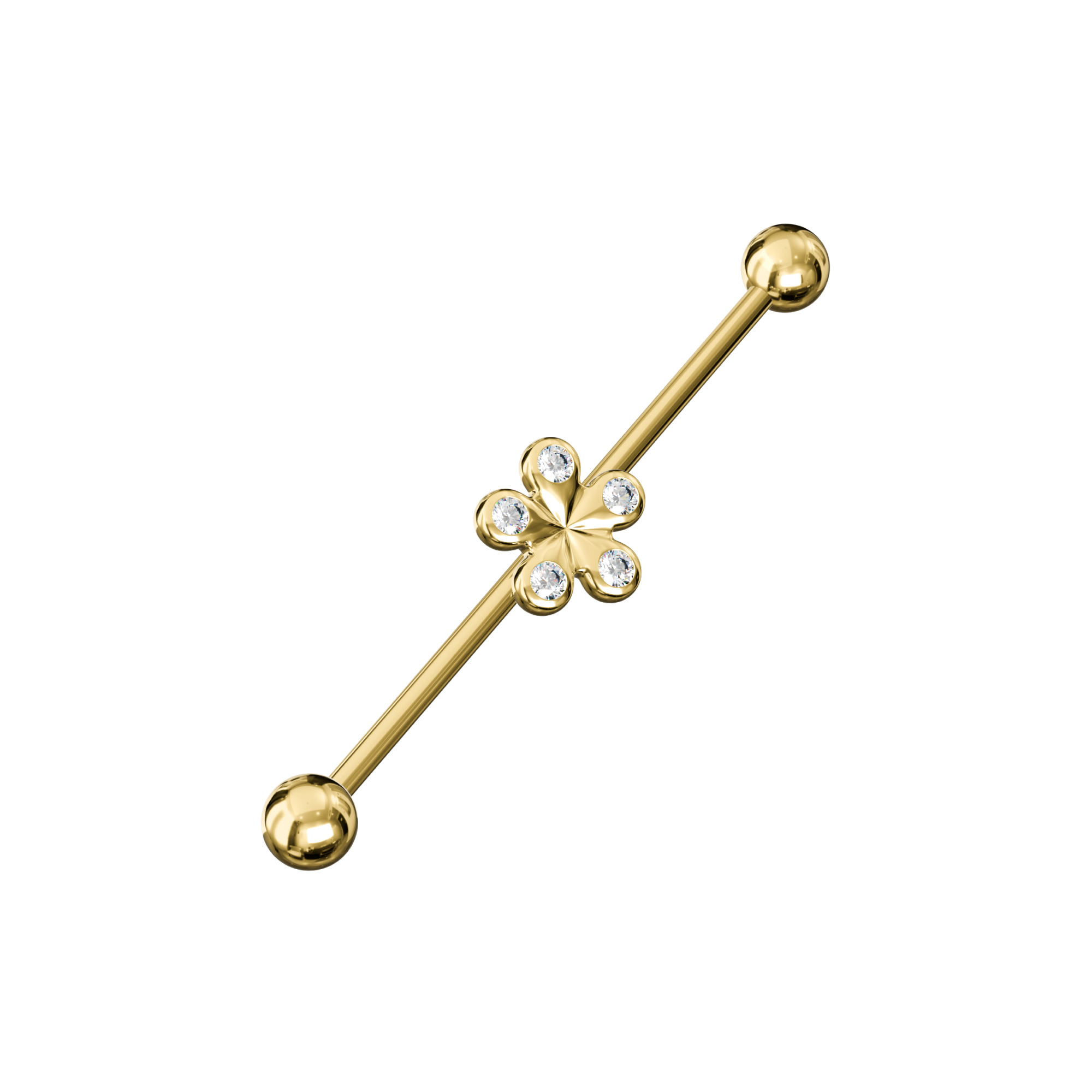 Anodised 316L Surgical Steel CZ Studded Daisy Industrial Barbell - Monster Piercing