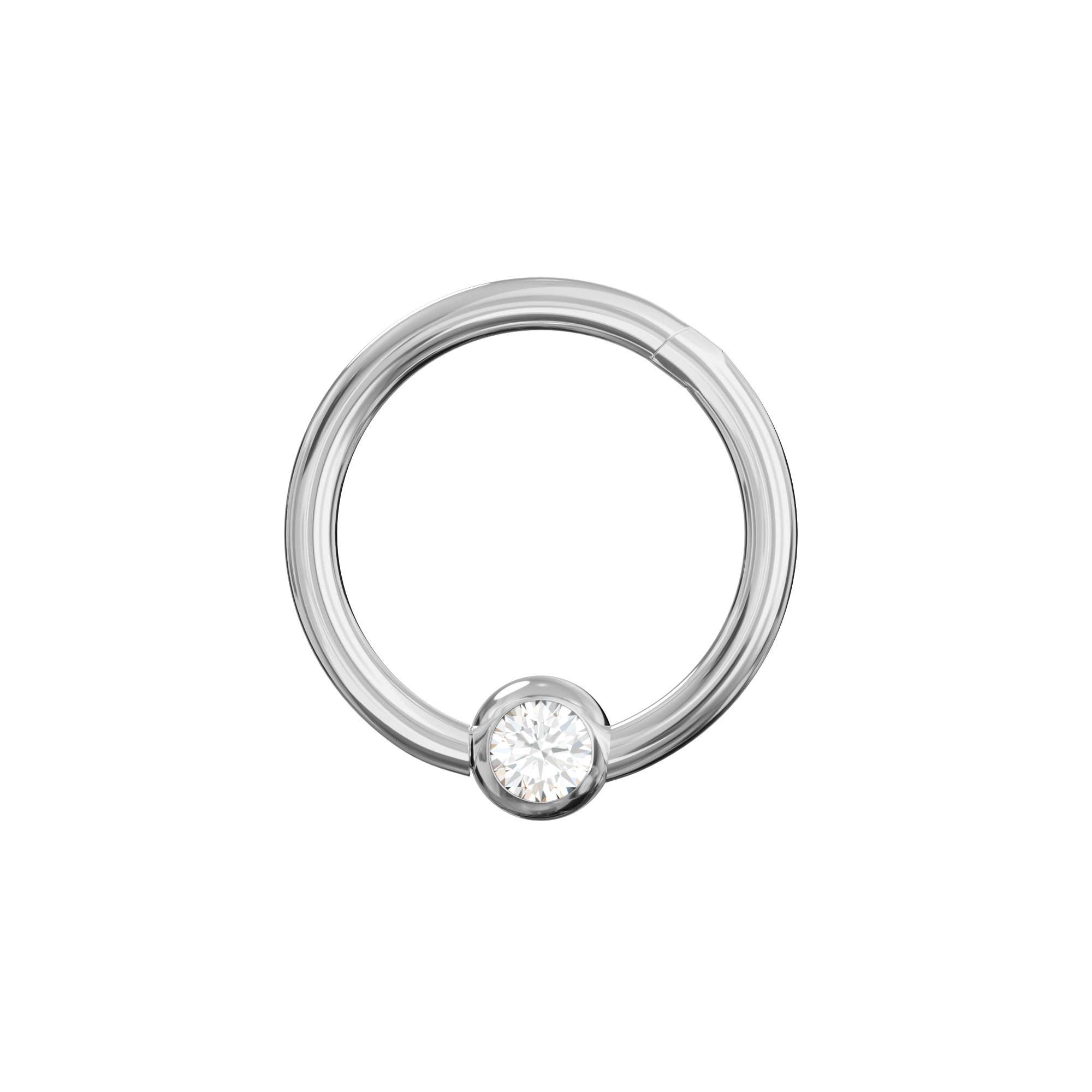 Surgical Steel BCR Clicker with CZ Stone Piercing Ring - Monster Piercing