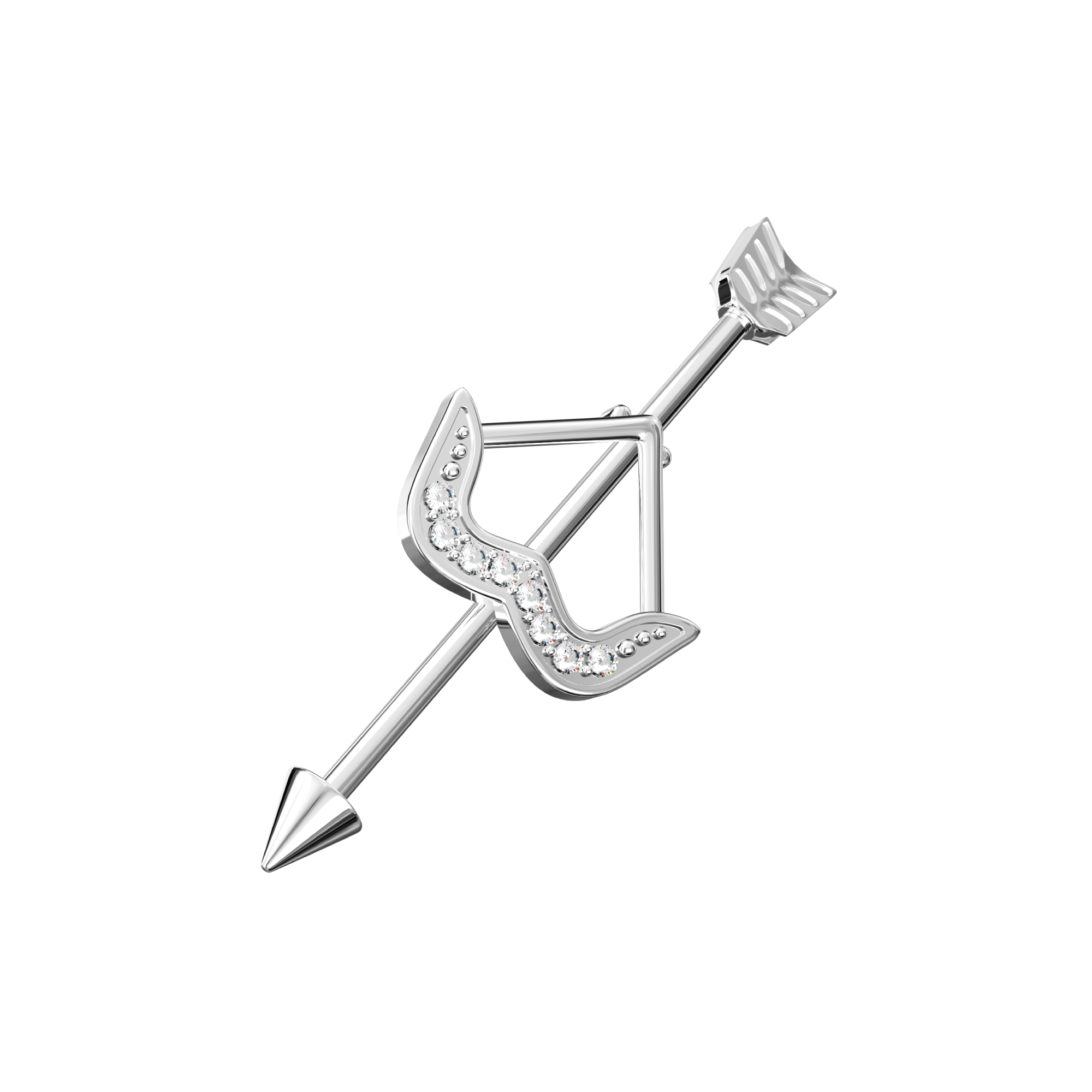 Anodised Arrow CZ Dazzling Bow Industrial Barbell - Monster Piercing