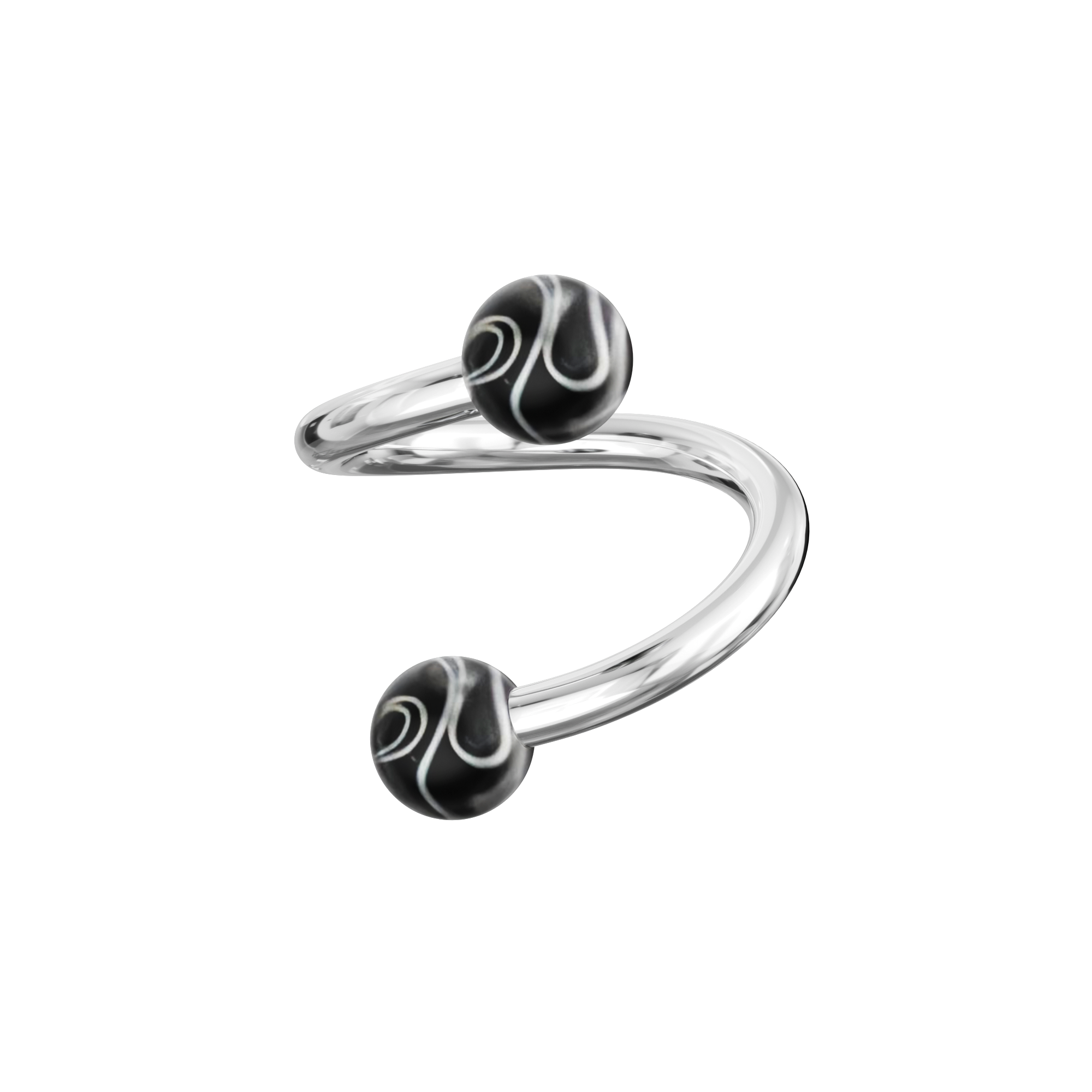316L Surgical Steel Twisted Barbell With Marble UV Balls (Pack of 10) - Monster Piercing