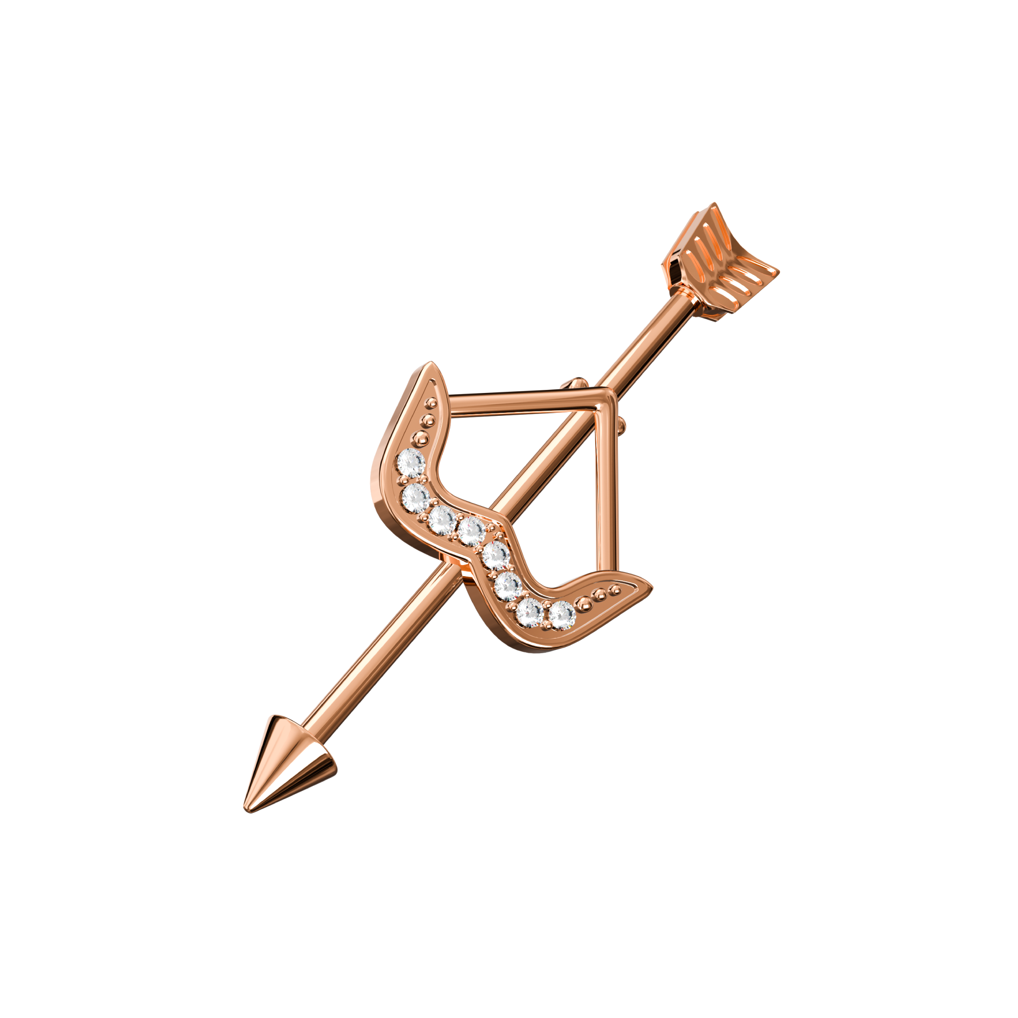 Anodised Arrow CZ Dazzling Bow Industrial Barbell - Monster Piercing