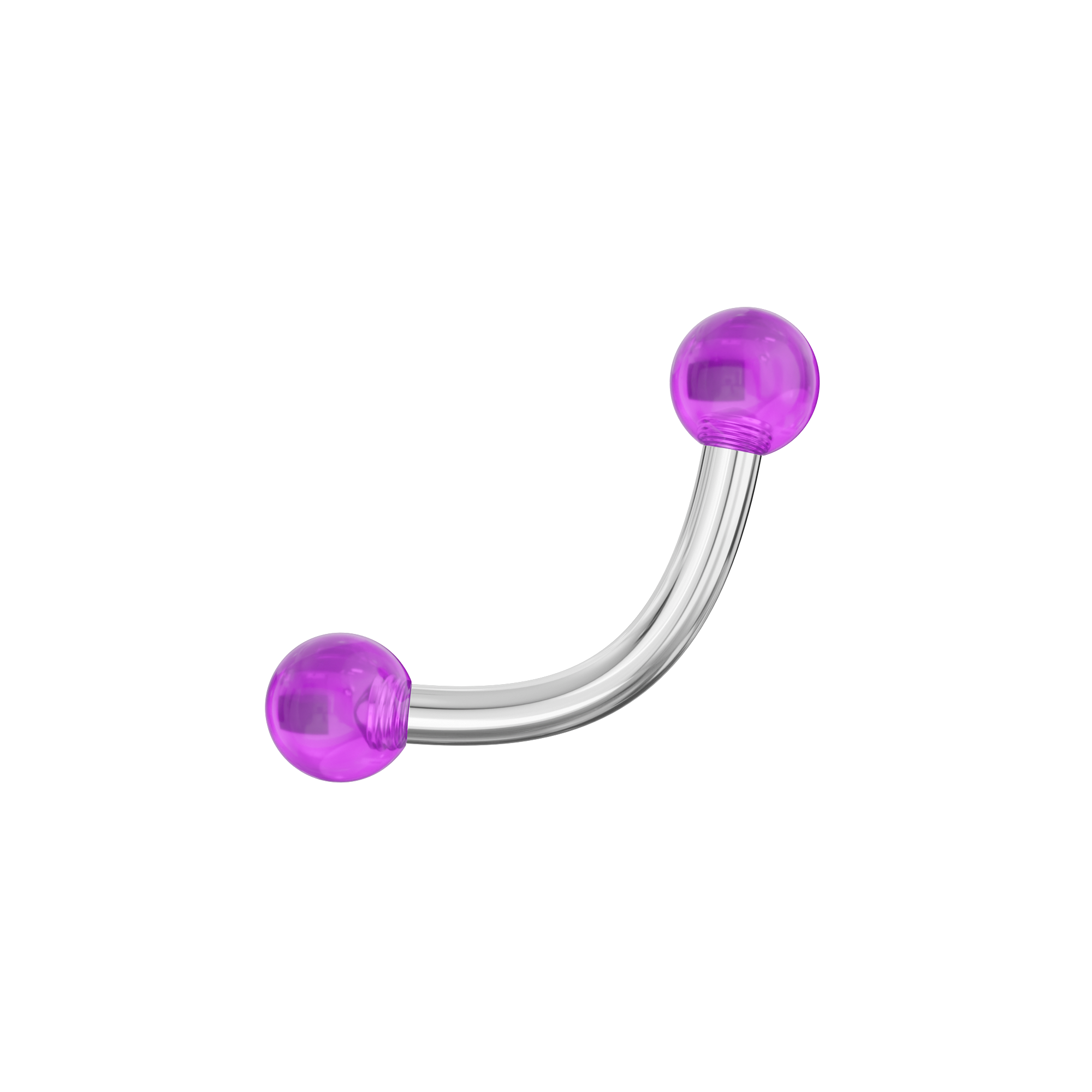 316L Surgical Steel Curved Bar with Basic Glossy UV Balls (Pack of 10) - Monster Piercing