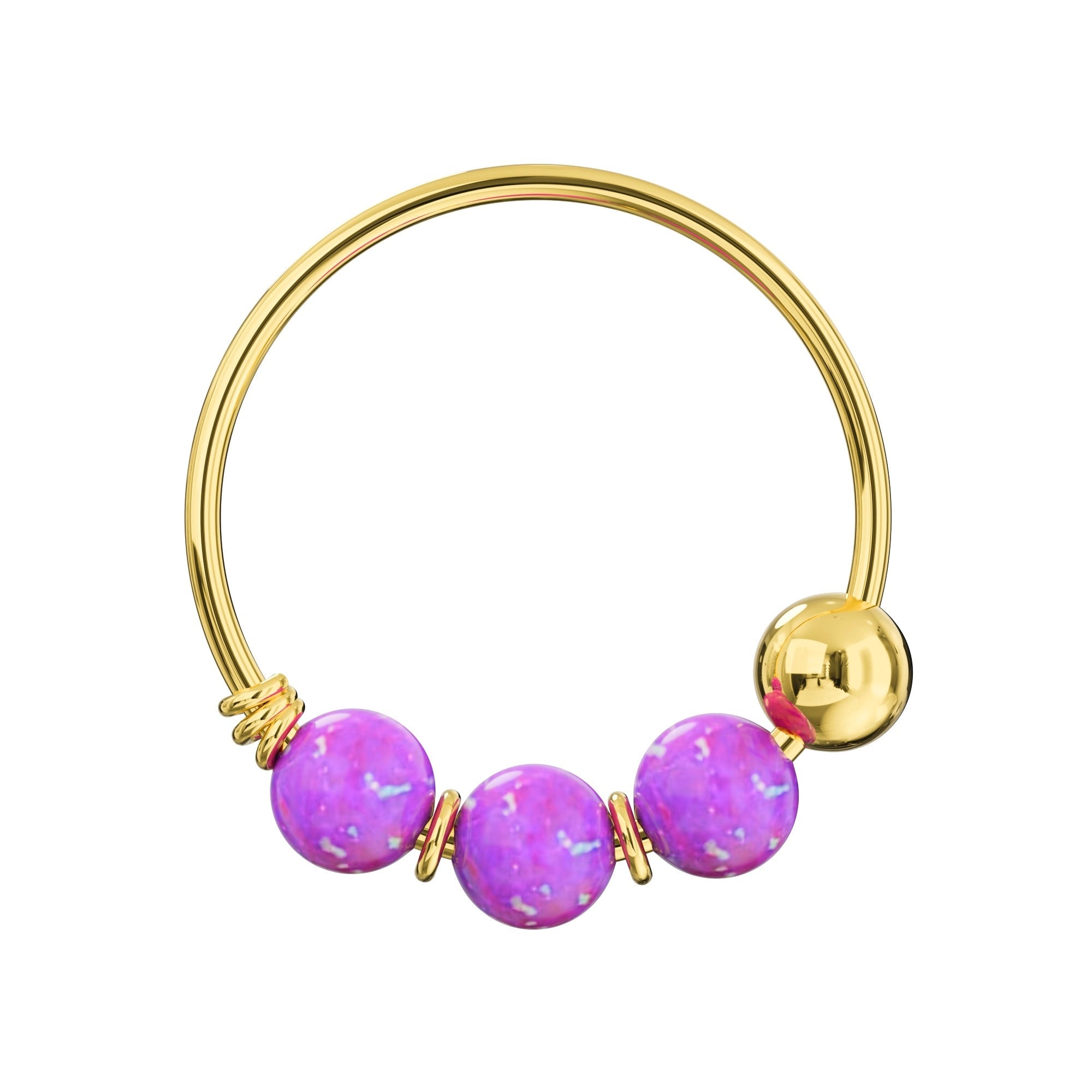 9K Gold Opal Hoop Nose Ring - Monster Piercing