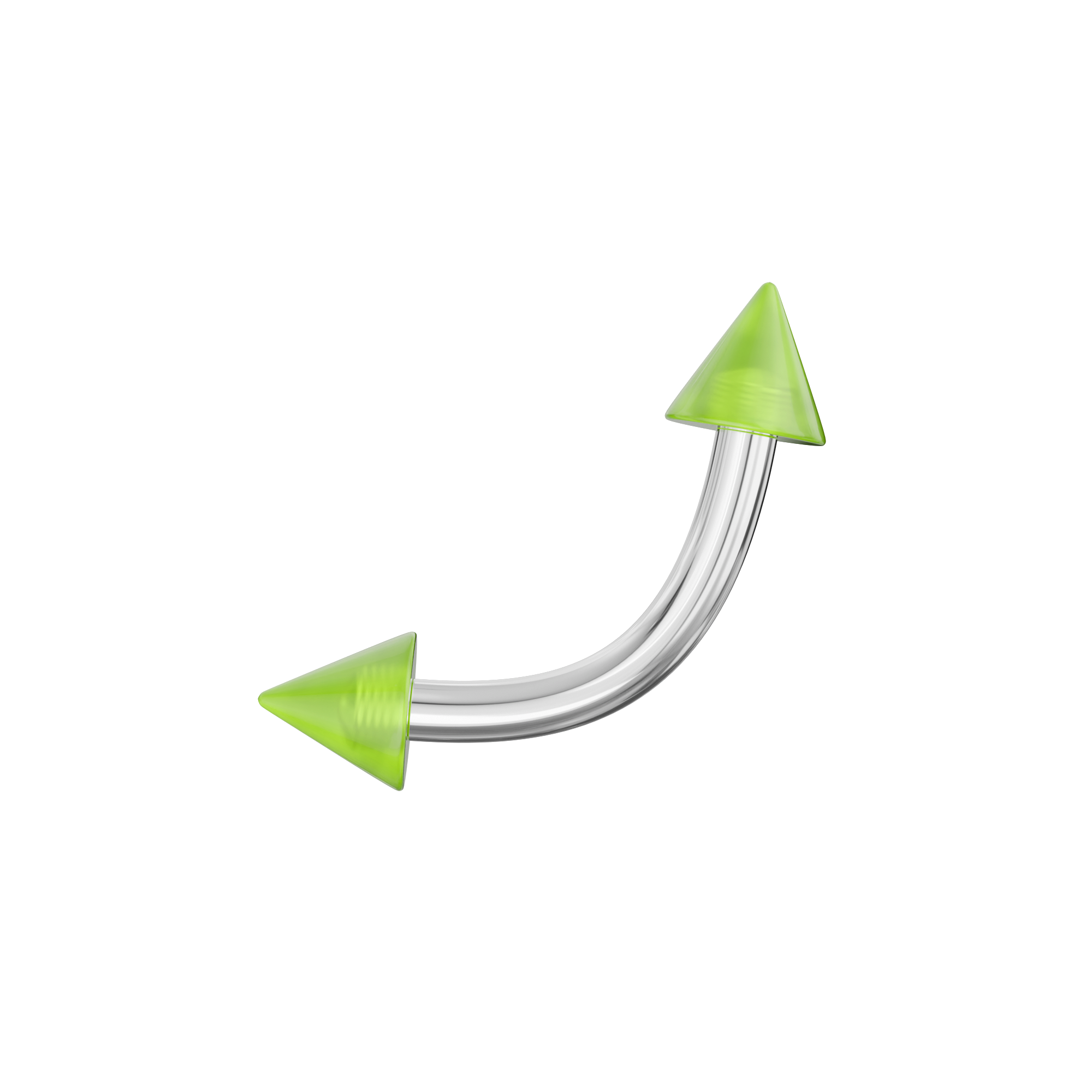 316L Surgical Steel Curved Bar with Glossy UV Cones (Pack of 10) - Monster Piercing