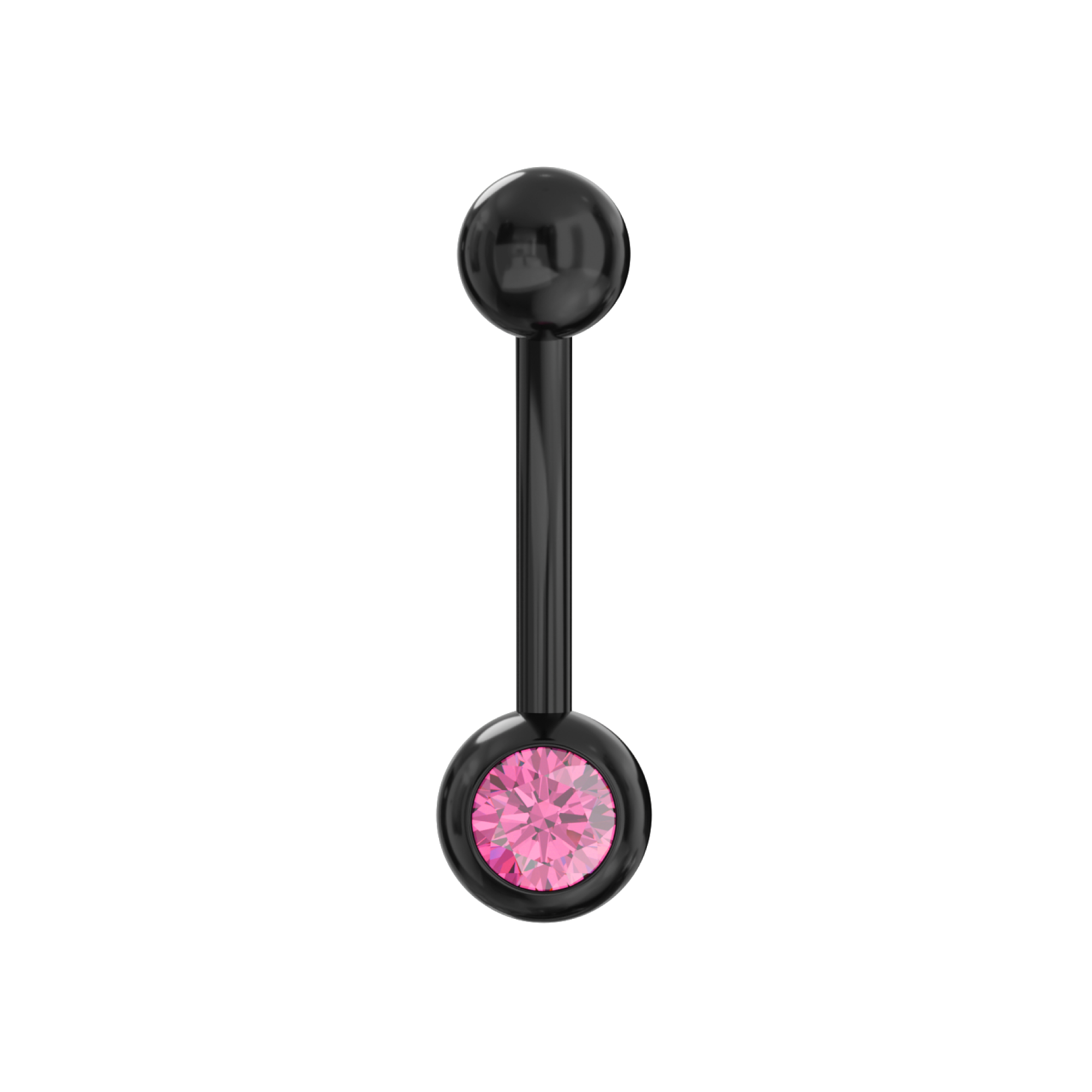 316L Surgical Steel Black Cubic Zirconia Studded Belly Ring - Monster Piercing