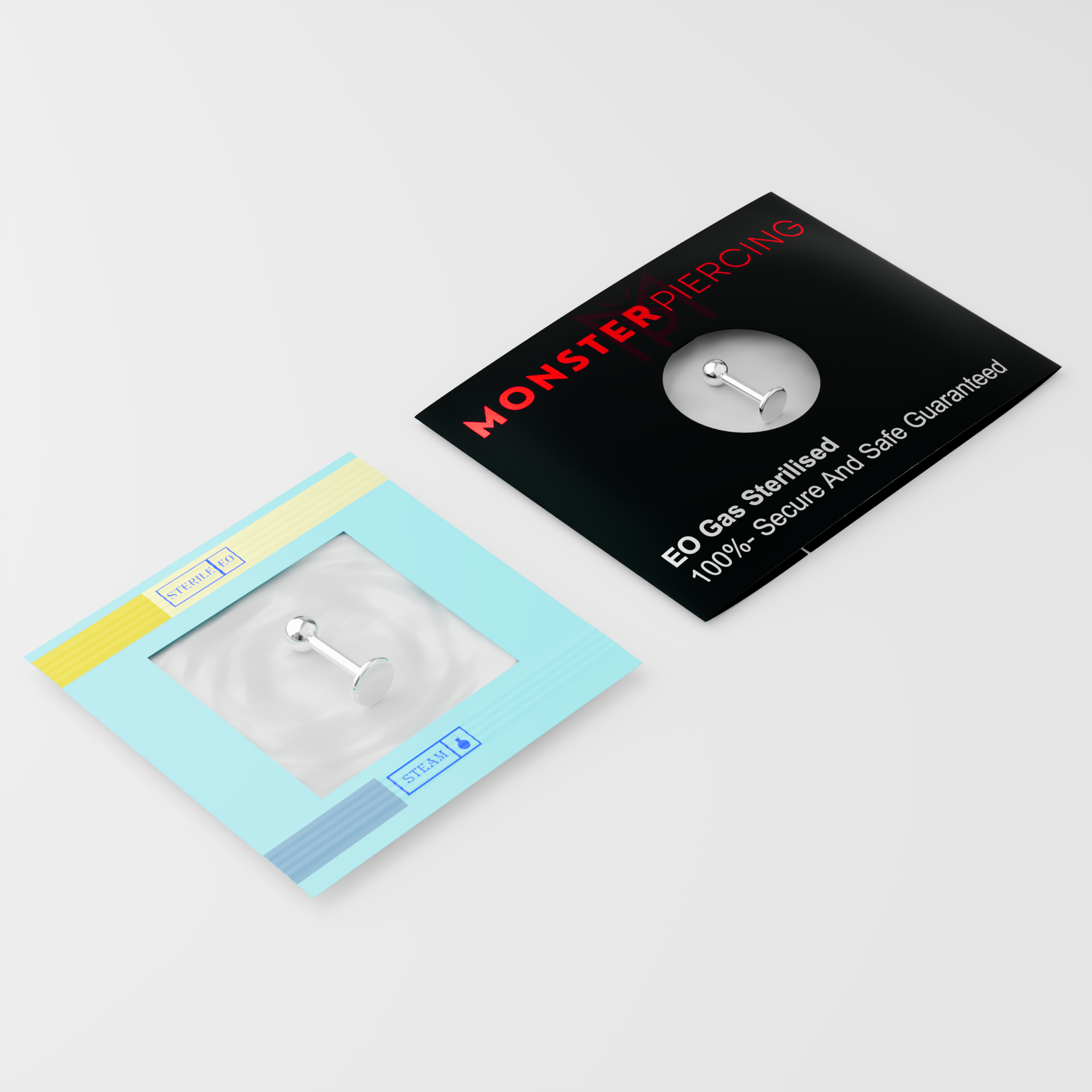 EO Gas Sterilised 316L Surgical Steel Internally Threaded Ball Top Labret - Monster Piercing