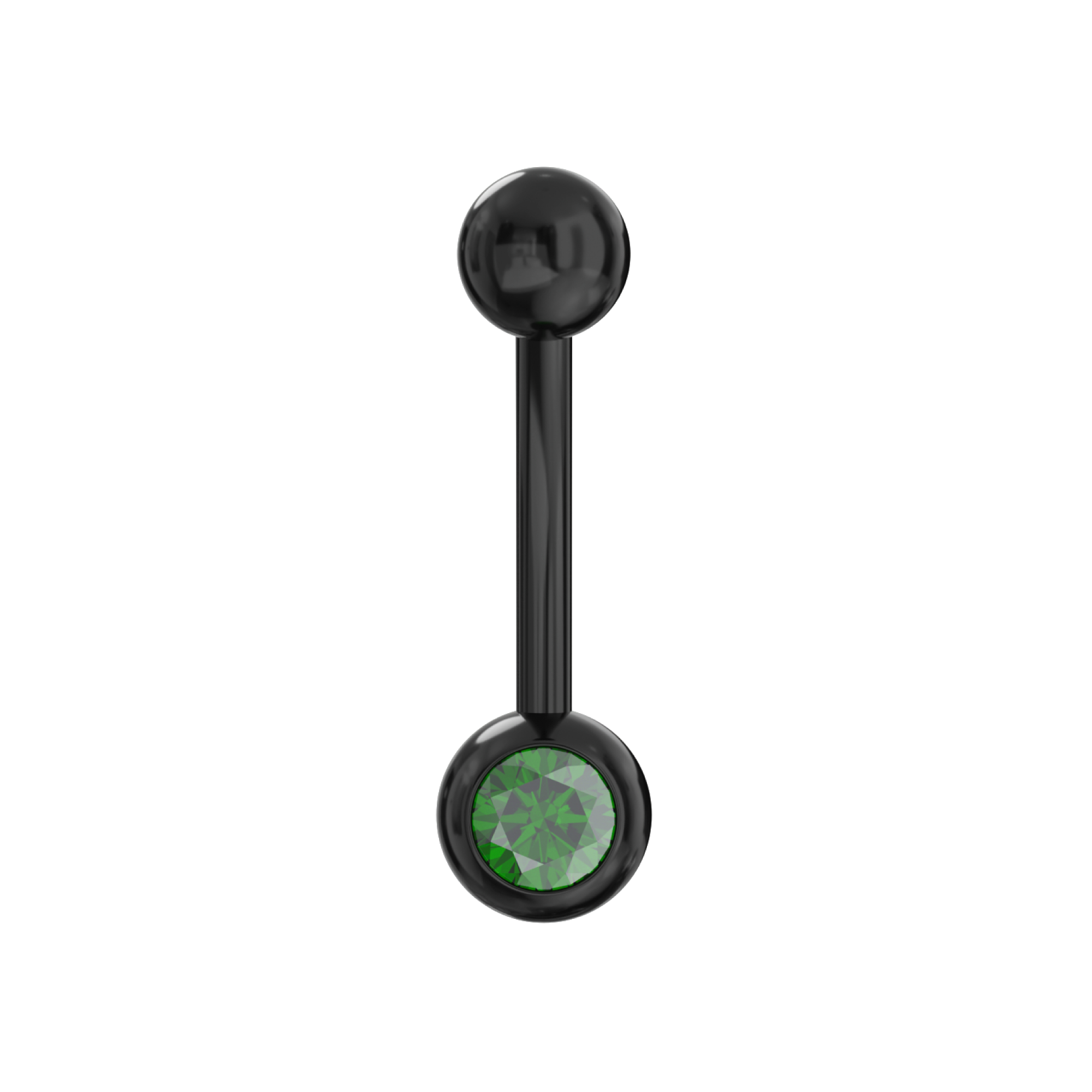 316L Surgical Steel Black Cubic Zirconia Studded Belly Ring - Monster Piercing