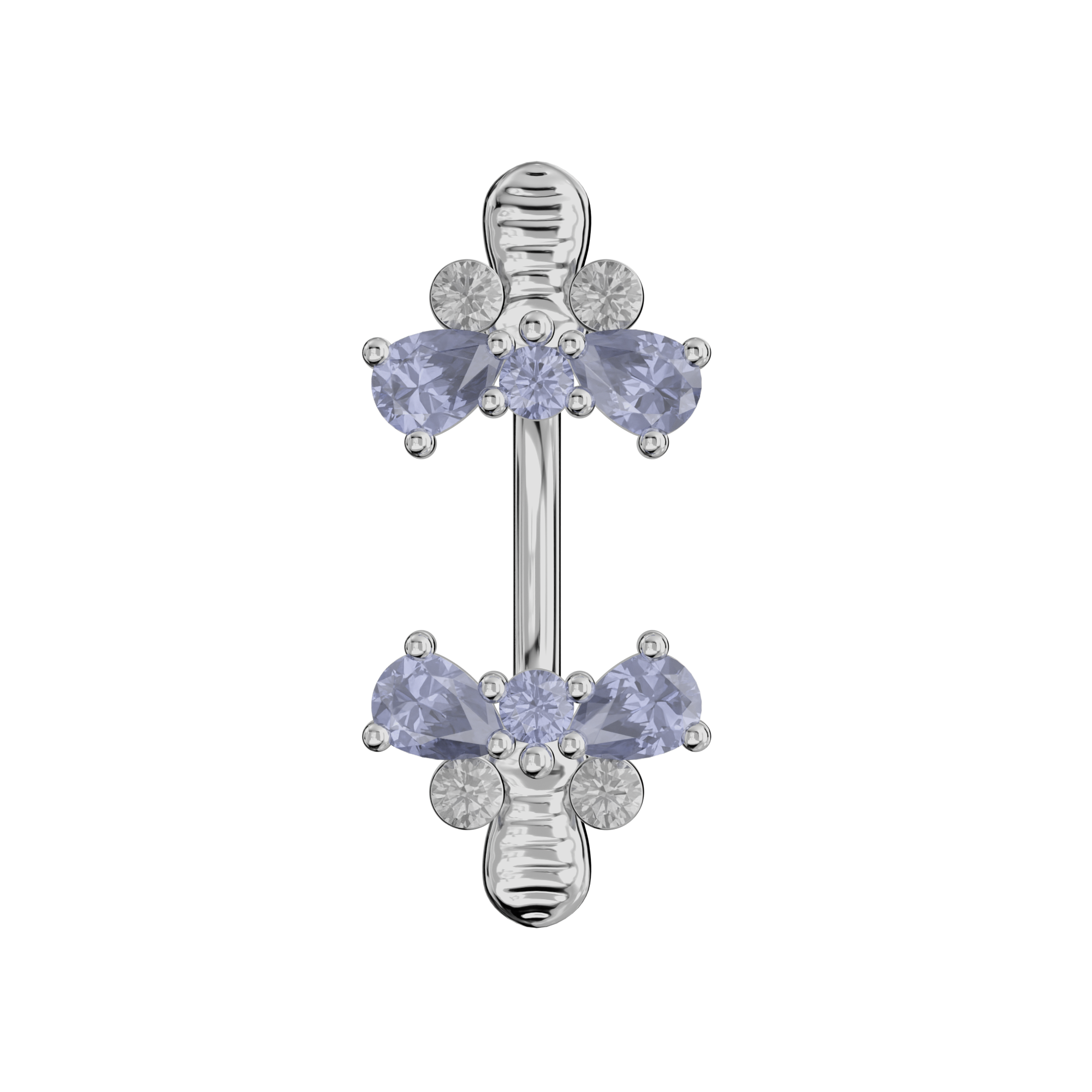 925 Sterling Silver Jewelled Bumble Bees Spinal Ring - Monster Piercing