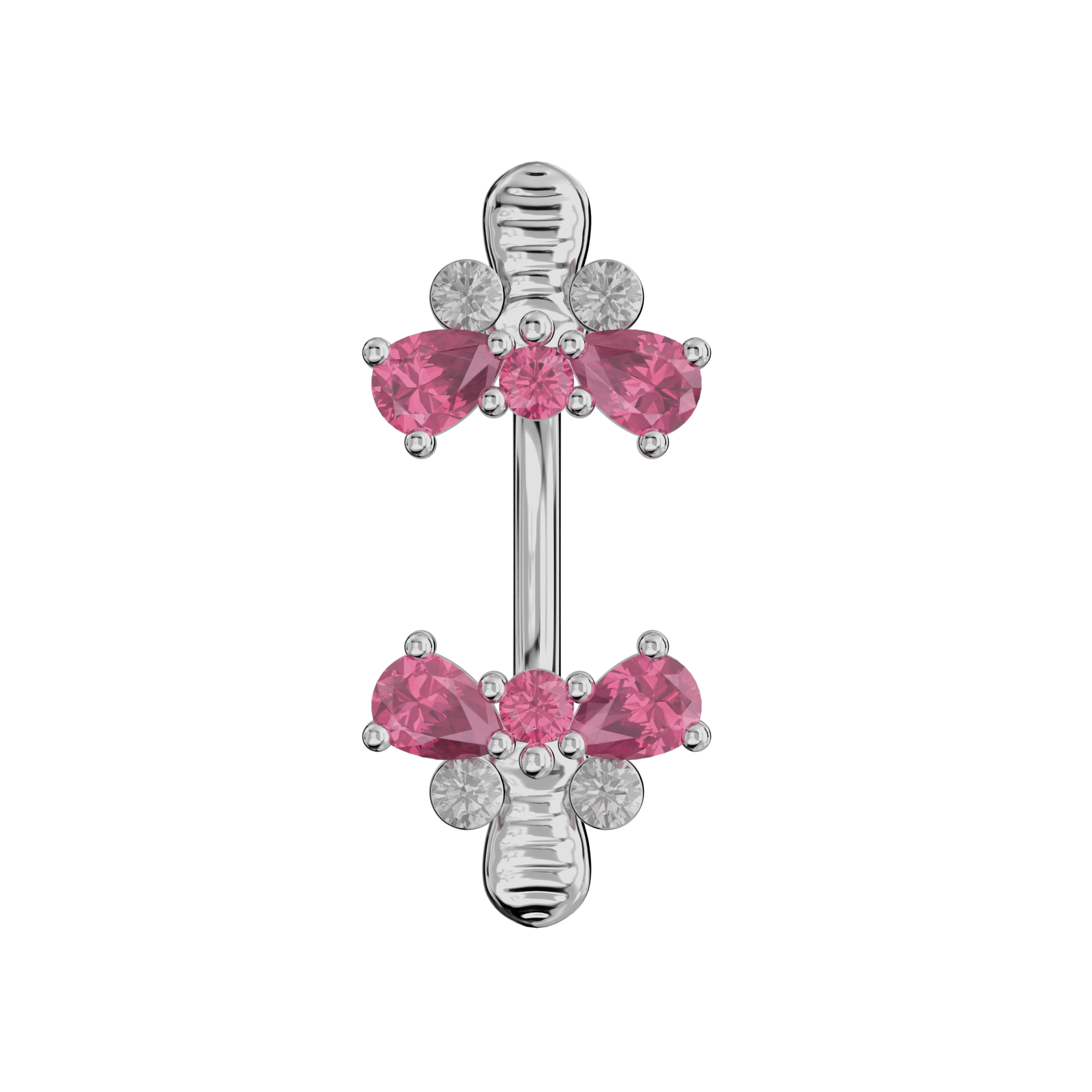 925 Sterling Silver Jewelled Bumble Bees Spinal Ring - Monster Piercing