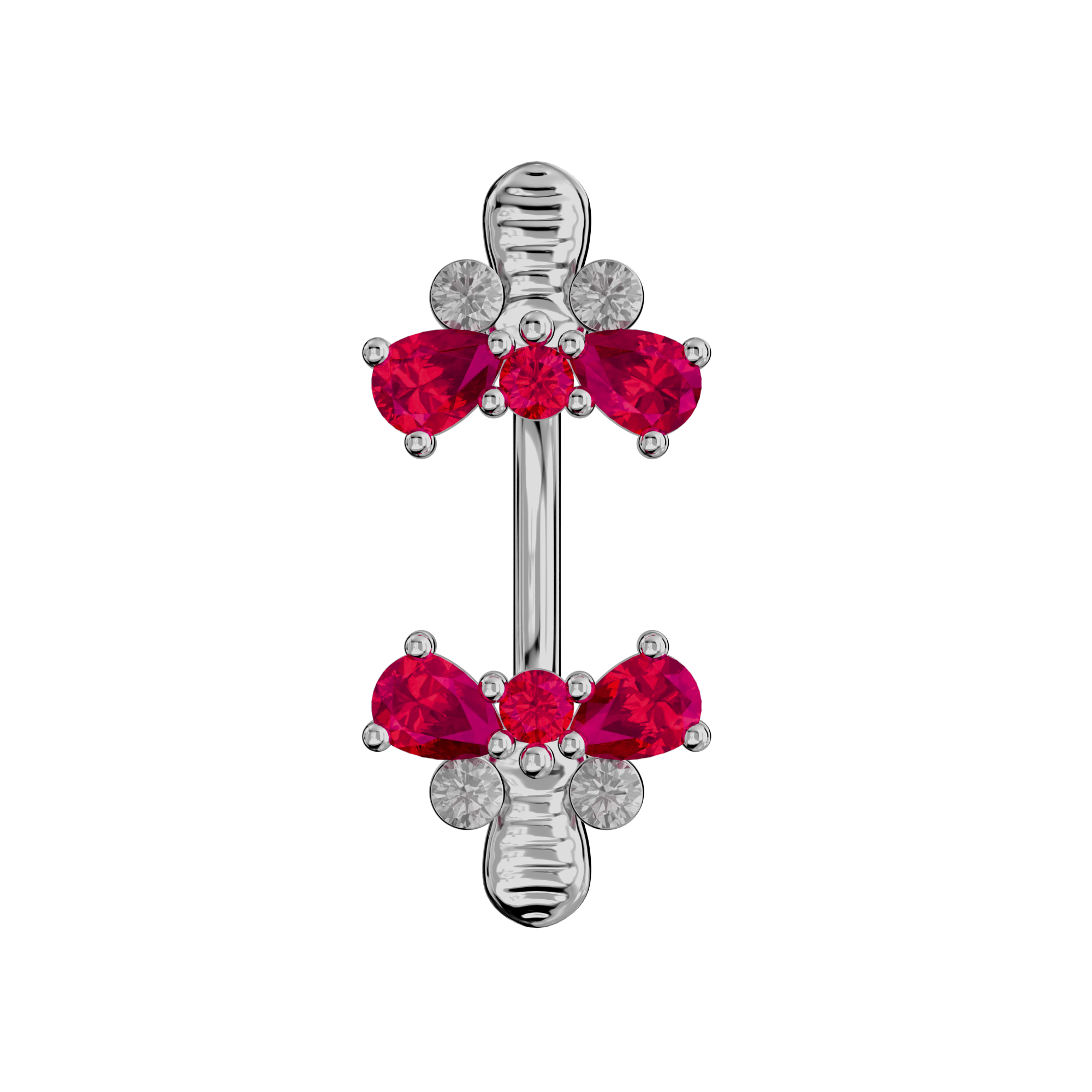 925 Sterling Silver Jewelled Bumble Bees Spinal Ring - Monster Piercing