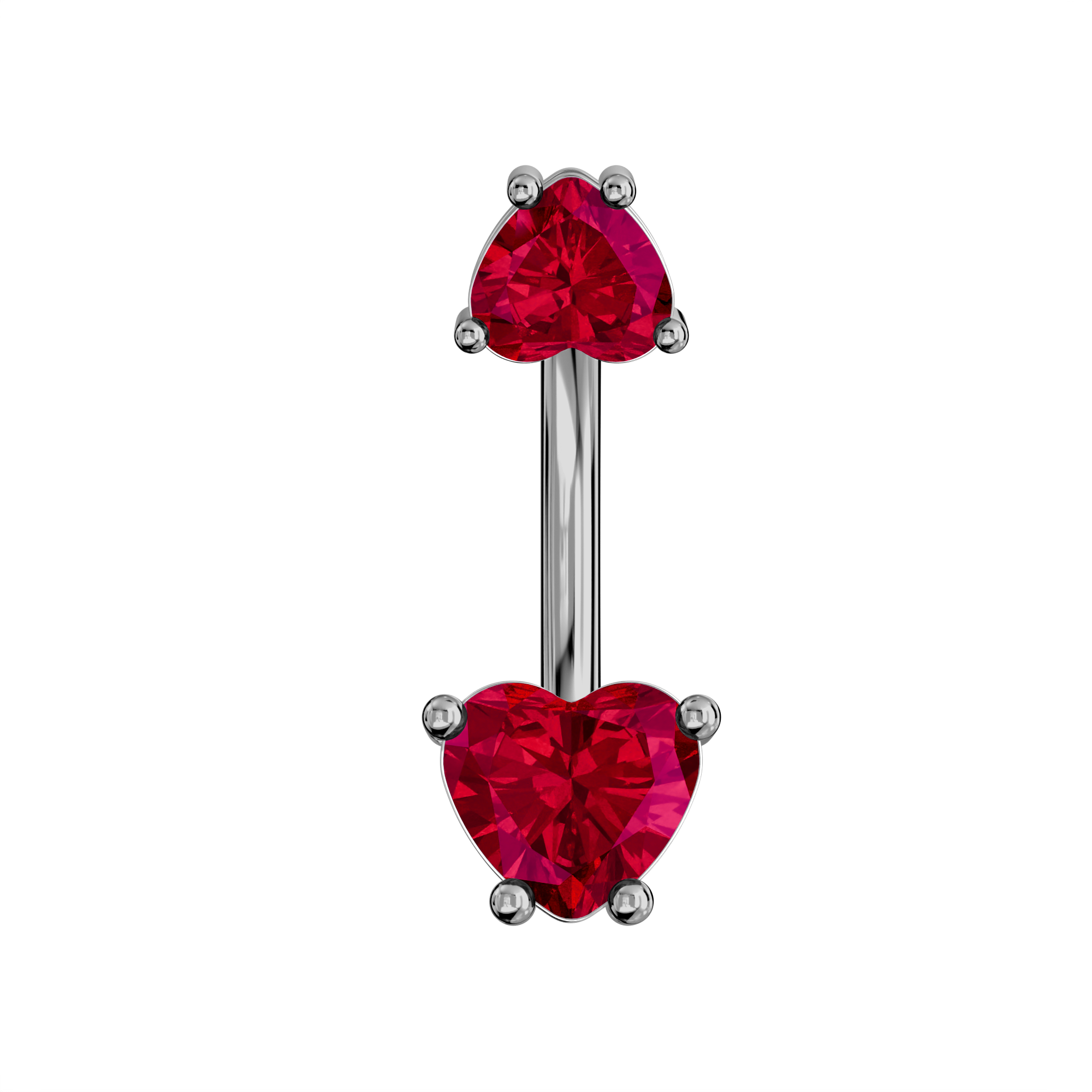 925 Sterling Silver Jewelled Hearts Spinal Belly Button Ring - Monster Piercing