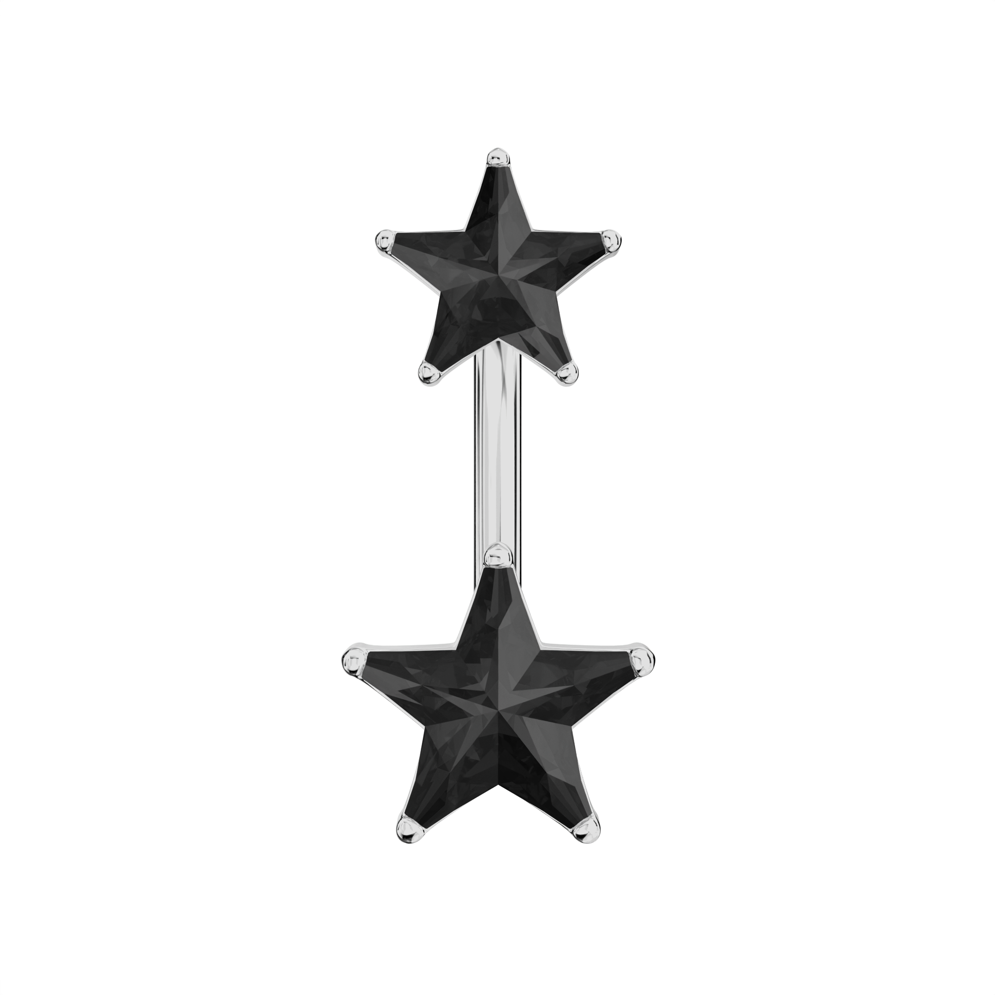 925 Sterling Silver Jewelled Star Studded Spinal Belly Button Ring - Monster Piercing