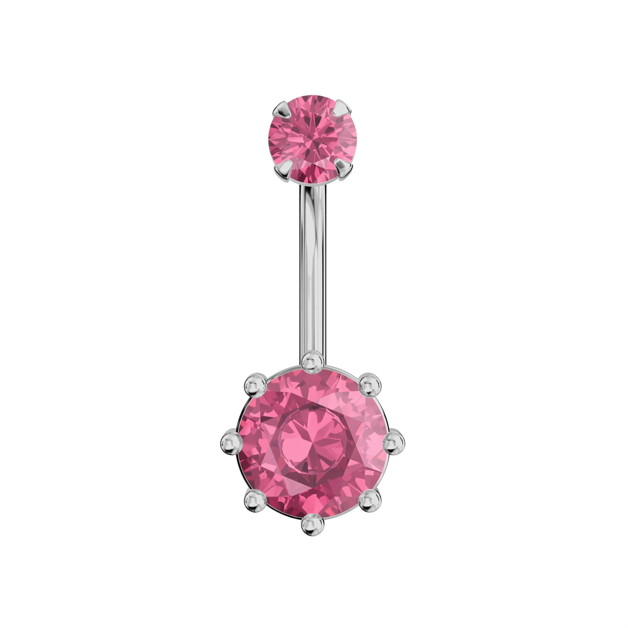 925 Sterling Silver Round Jewelled Spinal Belly Ring - Monster Piercing