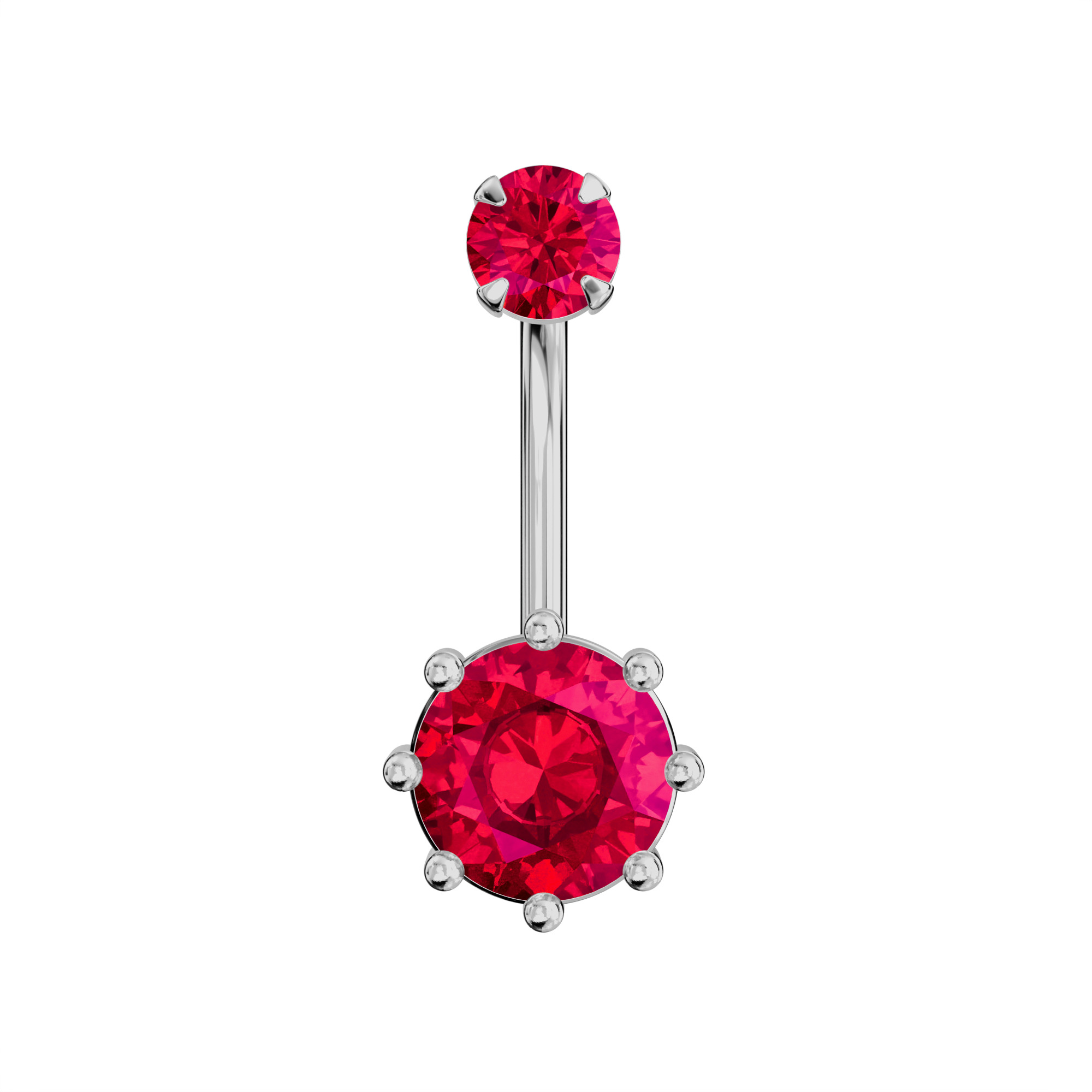 925 Sterling Silver Round Jewelled Spinal Belly Ring - Monster Piercing