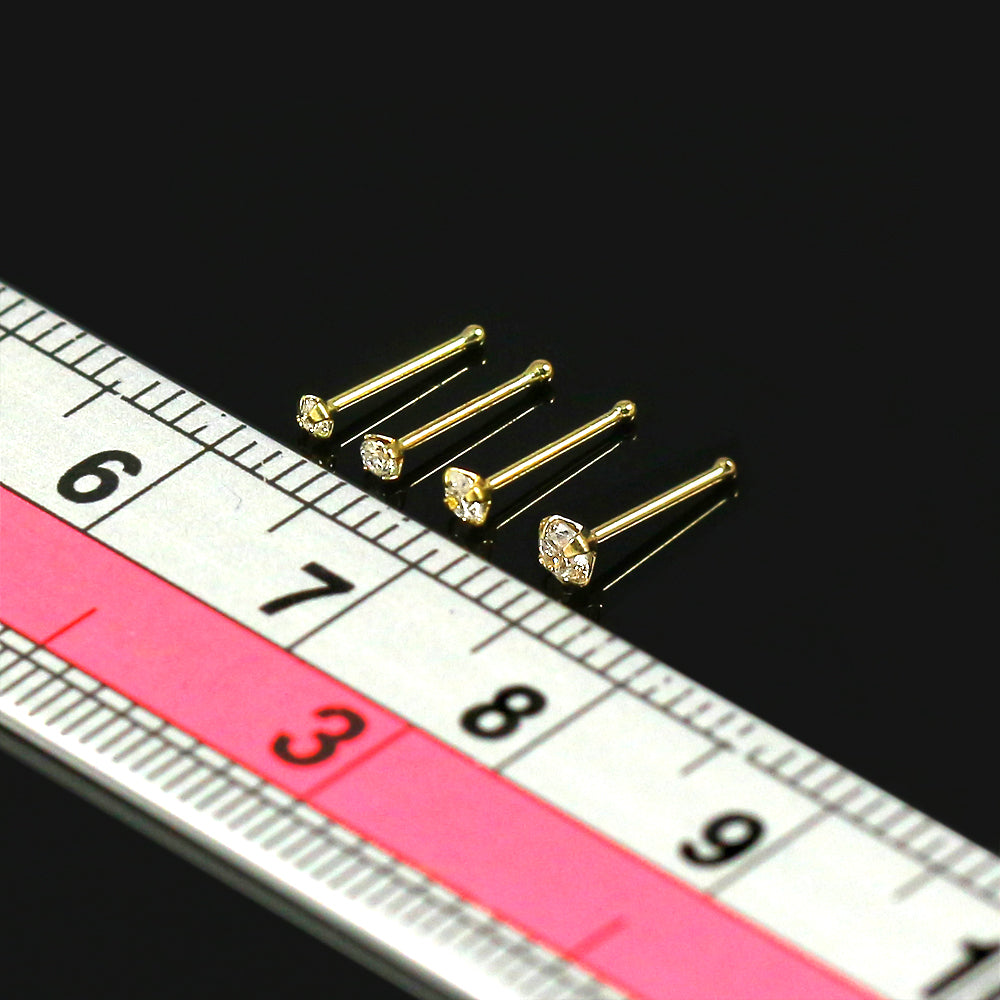 9K Gold Genuine Diamond ball End Nose Pin Nose Stud - Monster Piercing