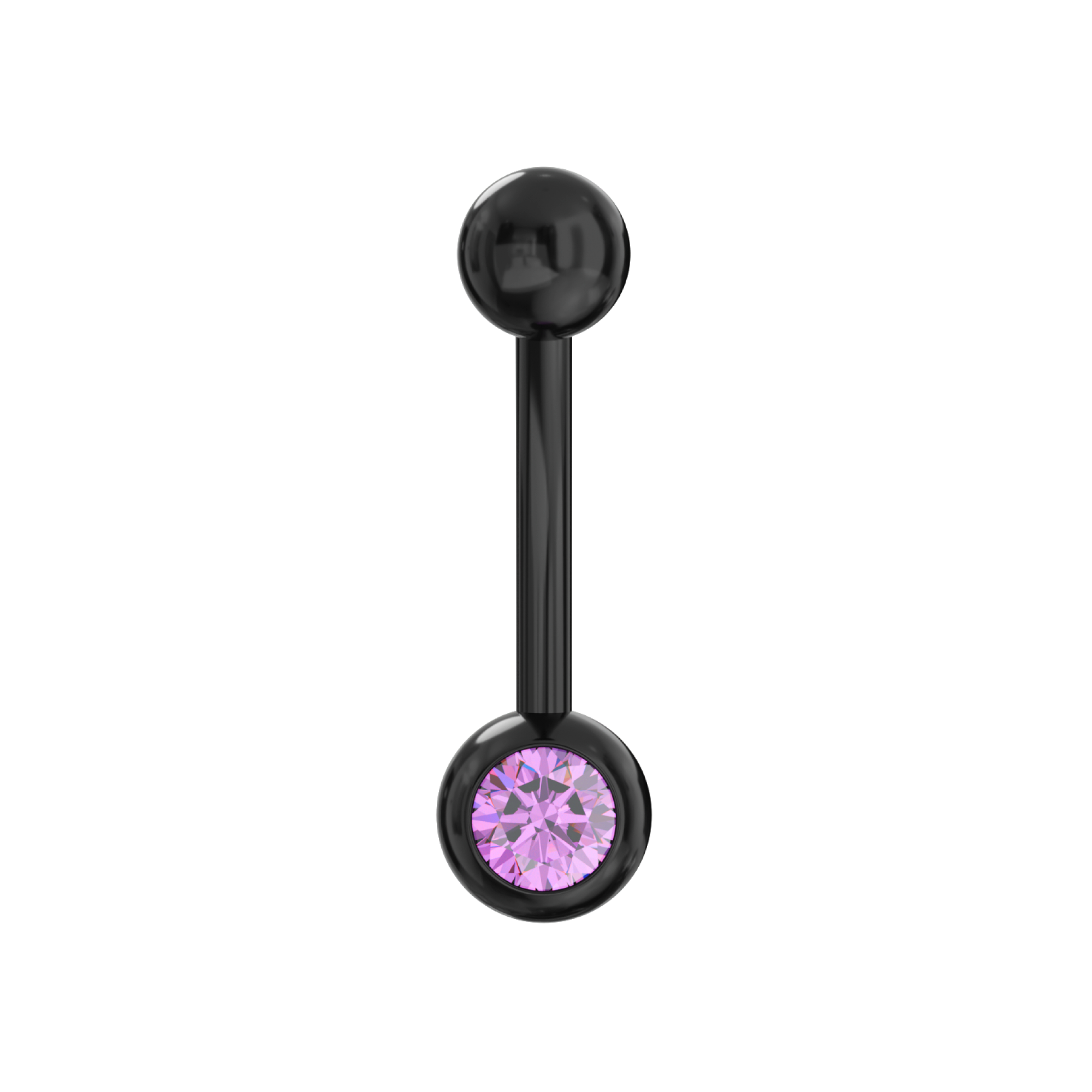 316L Surgical Steel Black Cubic Zirconia Studded Belly Ring - Monster Piercing