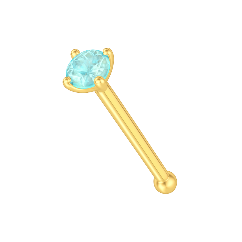 14K Gold Colourful Crystal Jewelled Ball End Nose Pin - Monster Piercing