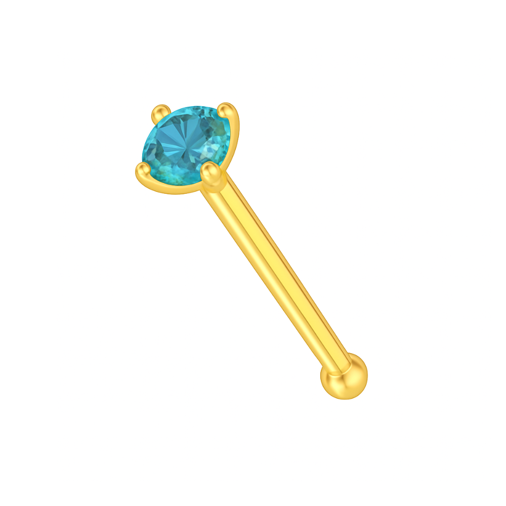 14K Gold Colourful Crystal Jewelled Ball End Nose Pin - Monster Piercing