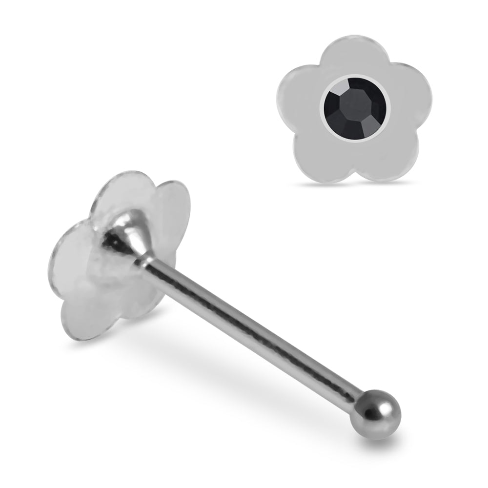 Set of 10pcs Mix 925 Sterling Silver Jewelled Flower Ball End Nose stud Box - Monster Piercing