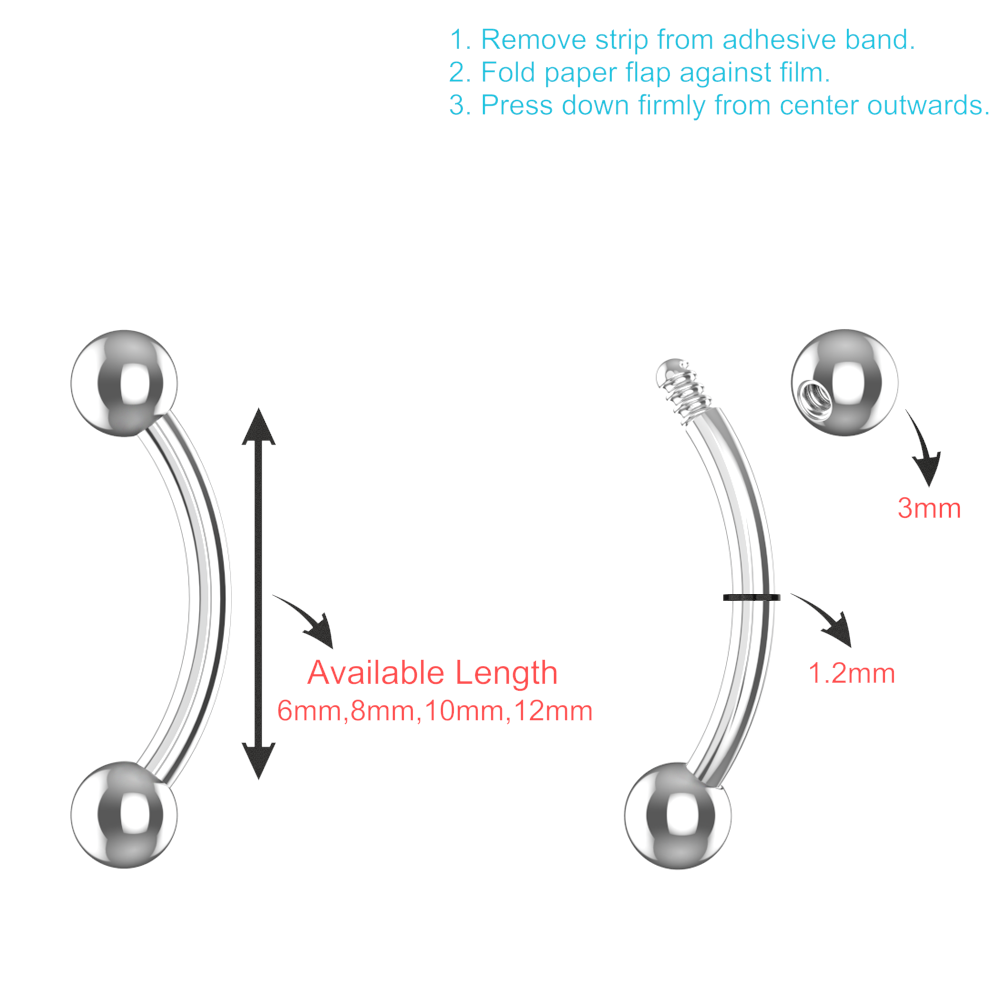 EO Gas Sterilised 316L Surgical Steel Internally Threaded Ball End Curved Bar - Monster Piercing