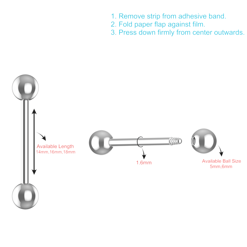 EO Gas Sterilised 316L Surgical Steel Tongue Barbell with Ball - Monster Piercing