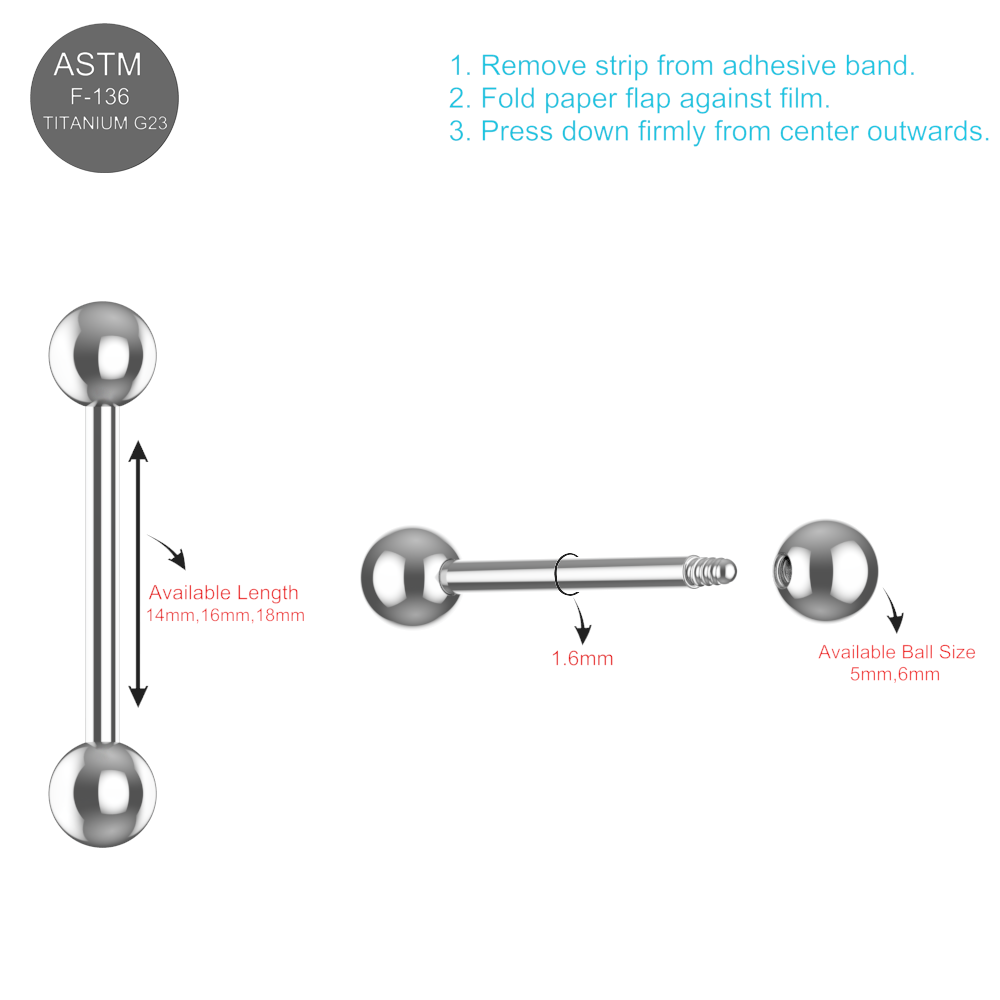 EO Gas Sterilised G23 Titanium Tongue Barbell with Ball - Monster Piercing