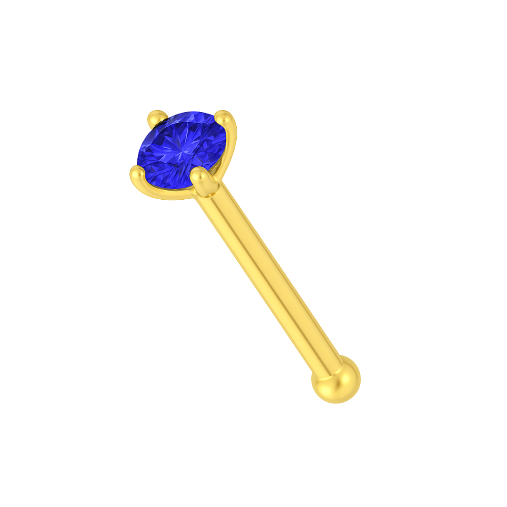 14K Gold Colourful Crystal Jewelled Ball End Nose Pin - Monster Piercing