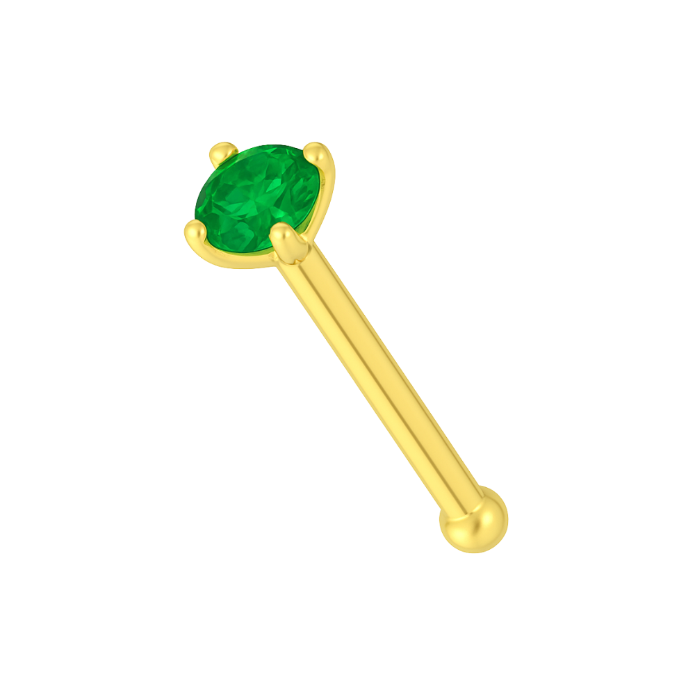 14K Gold Colourful Crystal Jewelled Ball End Nose Pin - Monster Piercing