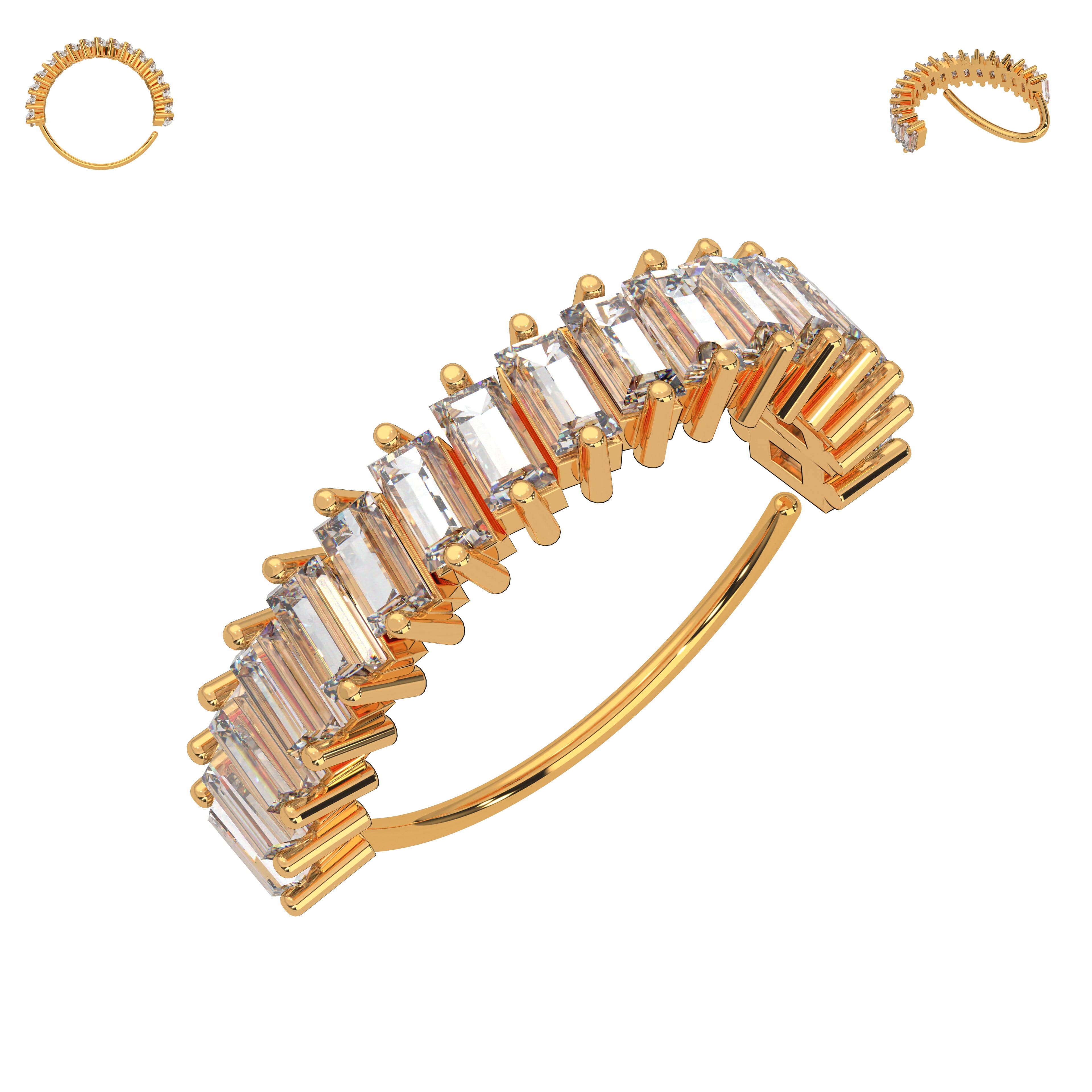 316L Surgical Steel Baguette CZ's Jewelled Bendable Cartilage Hoop - Monster Piercing