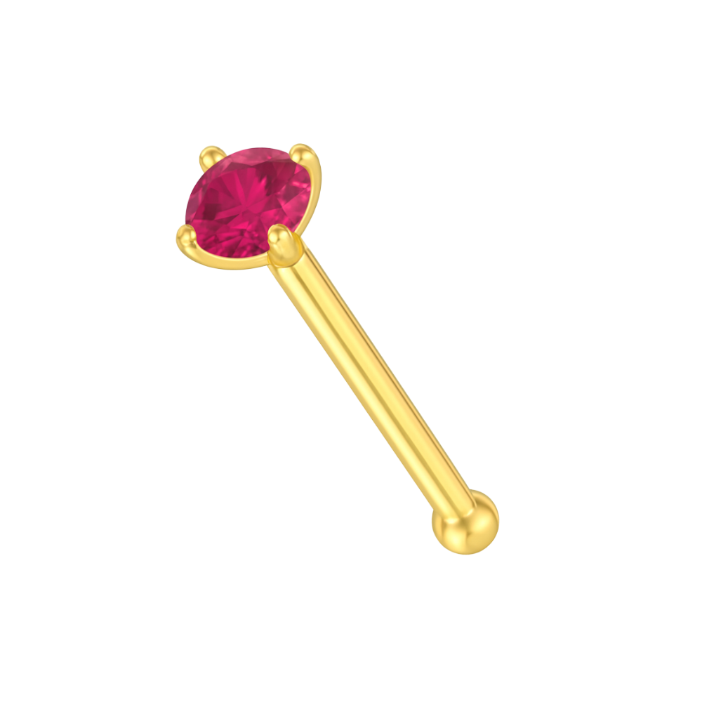 14K Gold Colourful Crystal Jewelled Ball End Nose Pin - Monster Piercing