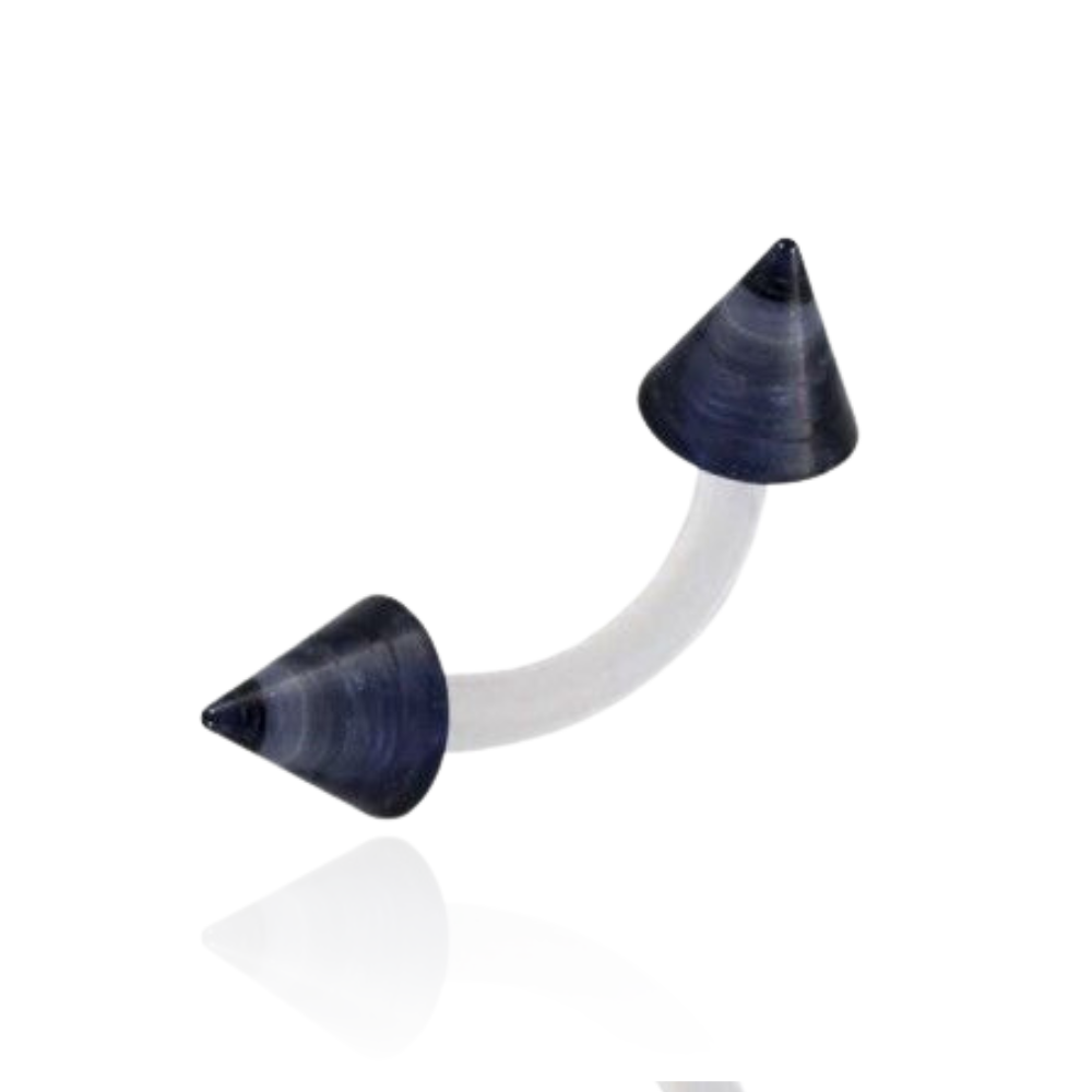 White UV Curved Bar with Glitter UV Cone (Pack of 10) - Monster Piercing