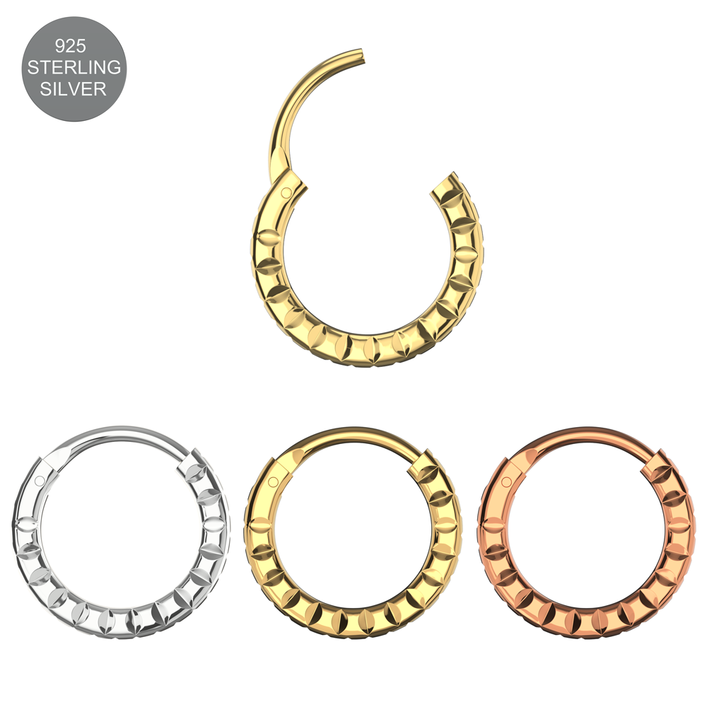 925 Sterling Silver Laser Cut Hoop Ring - Monster Piercing