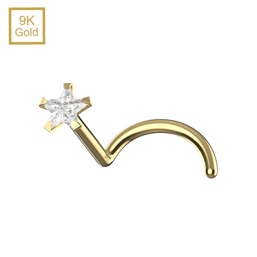 9K Gold CZ Star Nose Screw - Monster Piercing