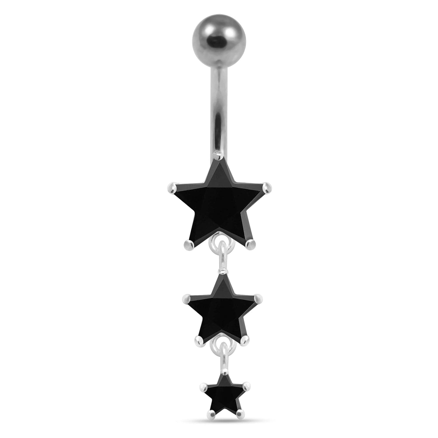 925 Sterling Silver Moving Jewelled Star in a Belly Ring - Monster Piercing