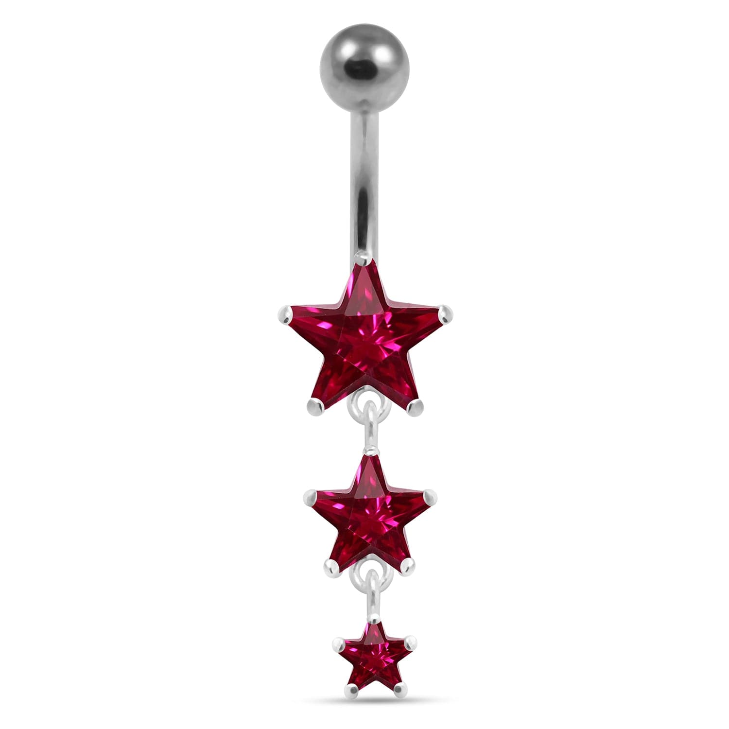 925 Sterling Silver Moving Jewelled Star in a Belly Ring - Monster Piercing