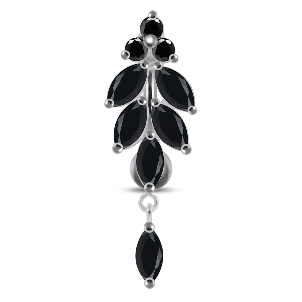 925 Sterling Silver Dangling Jewelled Navel Ring - Monster Piercing