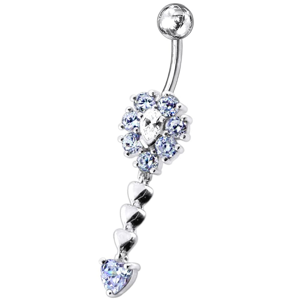 Fancy Flower Dangling Jewelled SS Belly Ring Body JewelryÊ - Monster Piercing