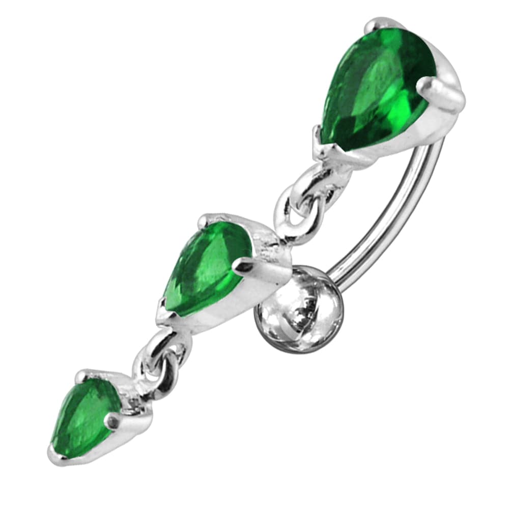 925 Sterling Silver Jewelled Moving Fancy Navel Ring - Monster Piercing