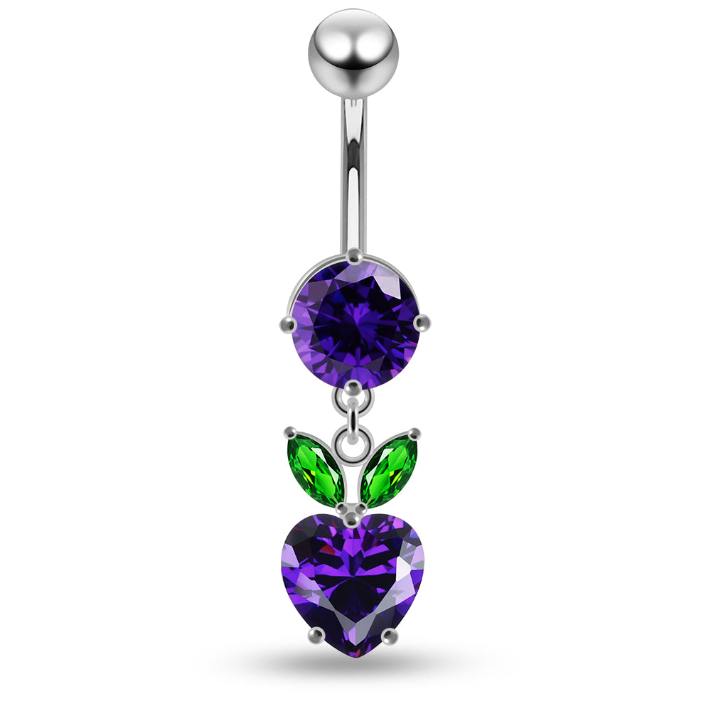Jewelled Fashion Cherry Heart Navel Belly Piercing - Monster Piercing