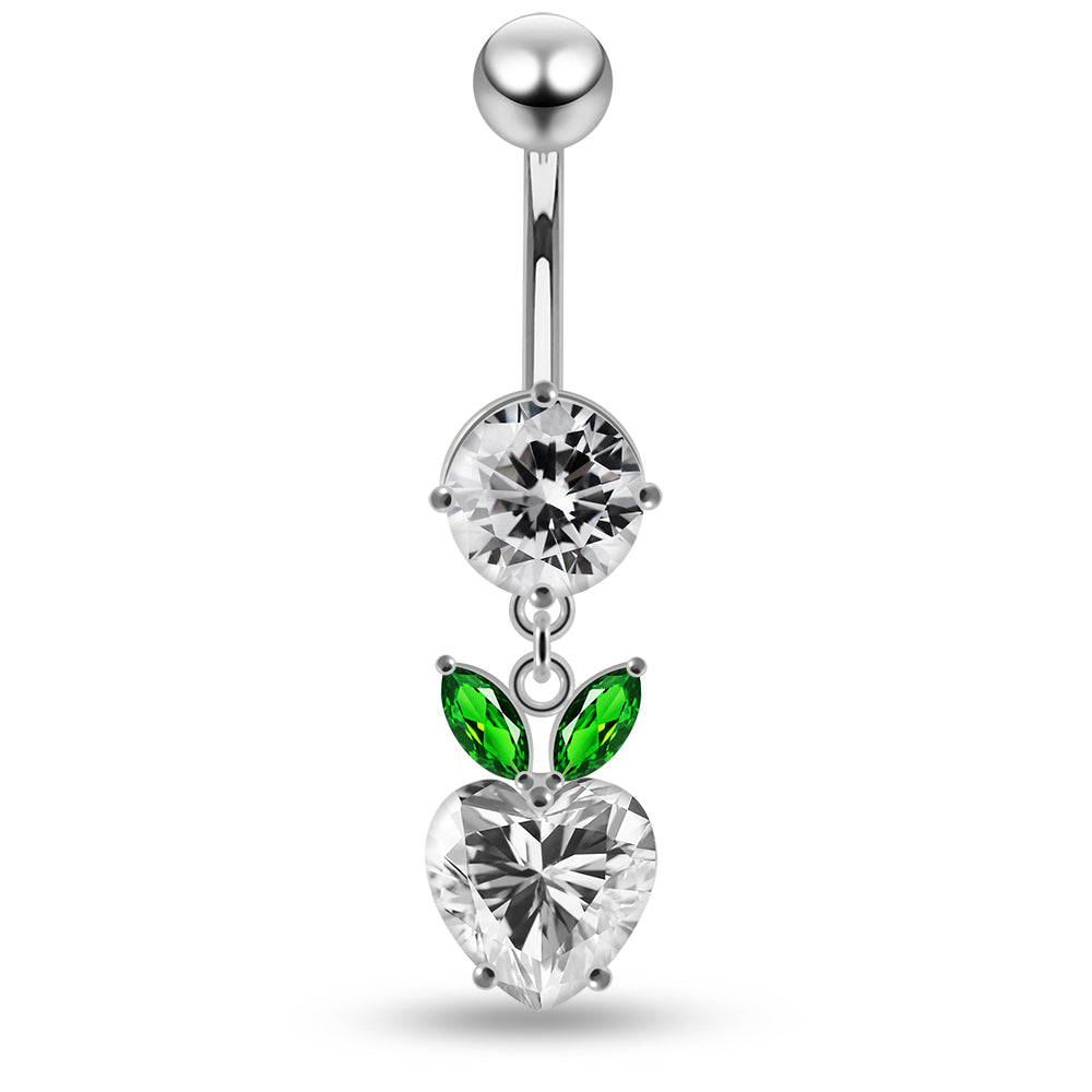 Jewelled Fashion Cherry Heart Navel Belly Piercing - Monster Piercing