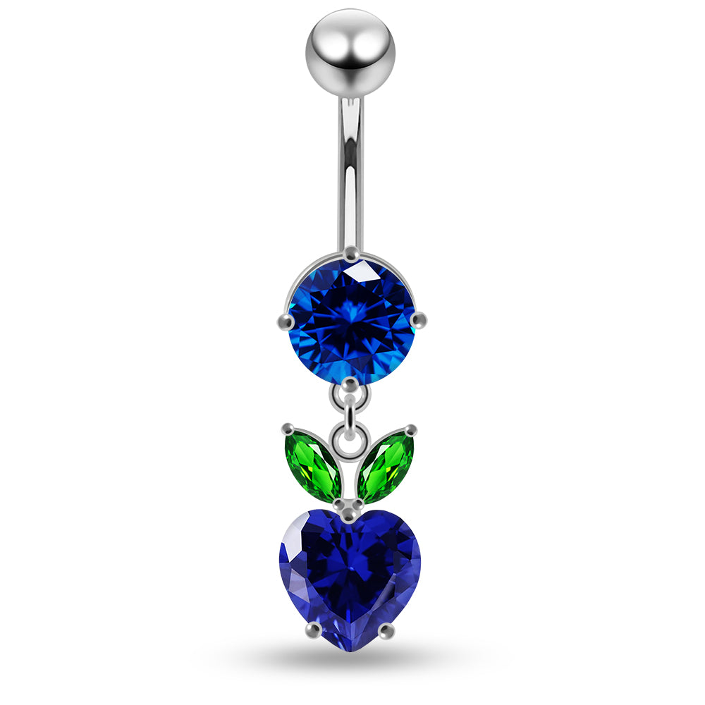 Jewelled Fashion Cherry Heart Navel Belly Piercing - Monster Piercing