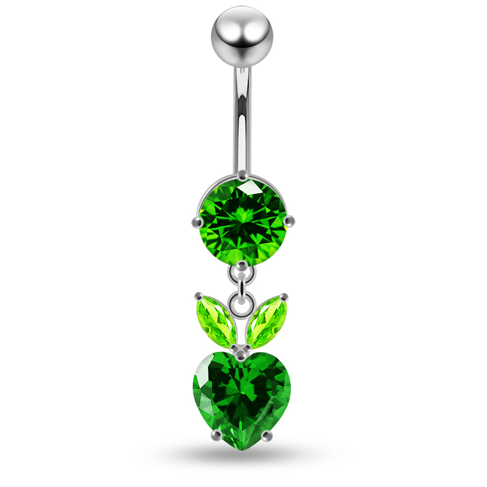 Jewelled Fashion Cherry Heart Navel Belly Piercing - Monster Piercing
